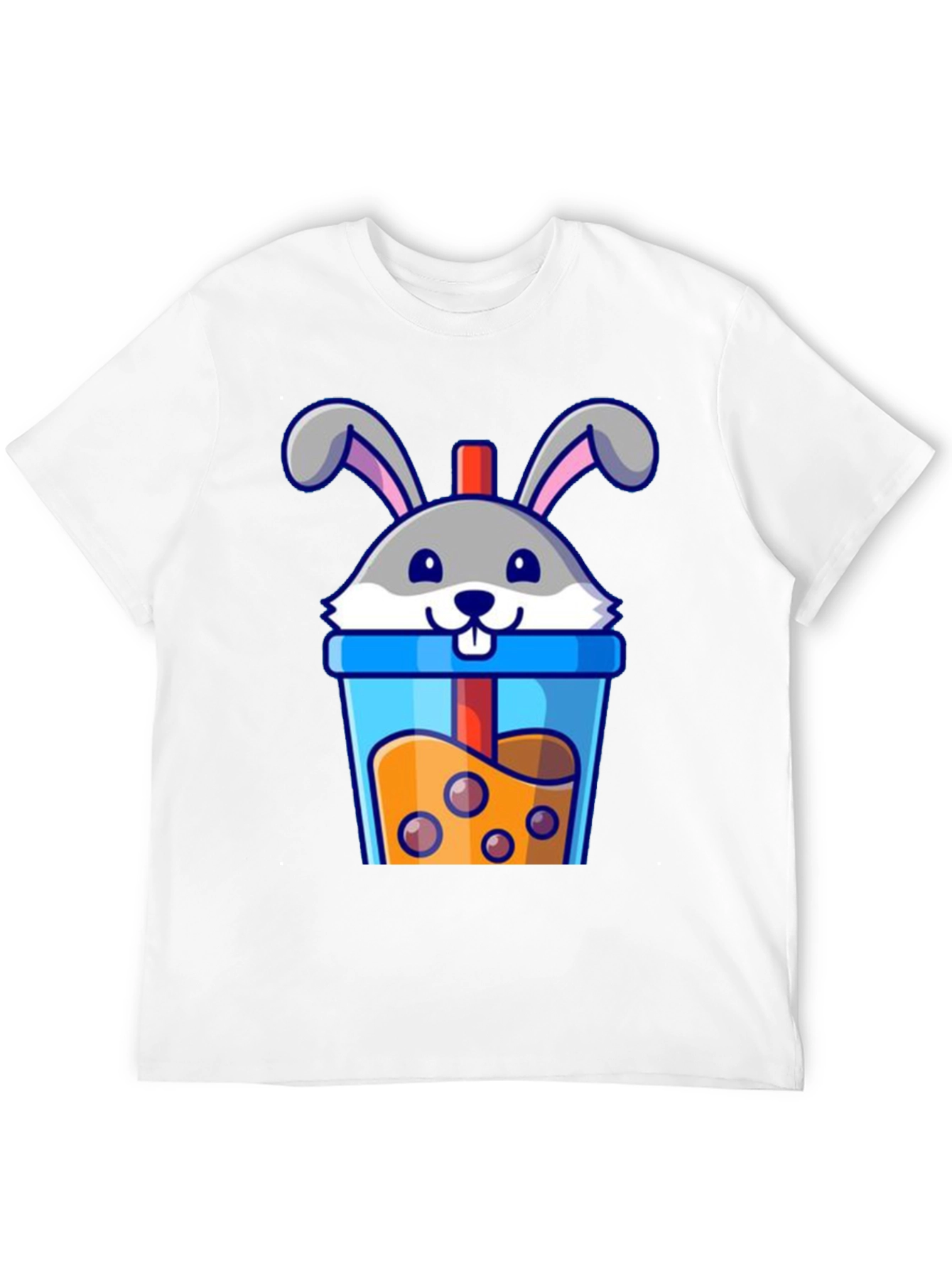 Cute Bunny Boba Tea Graphic T-Shirt