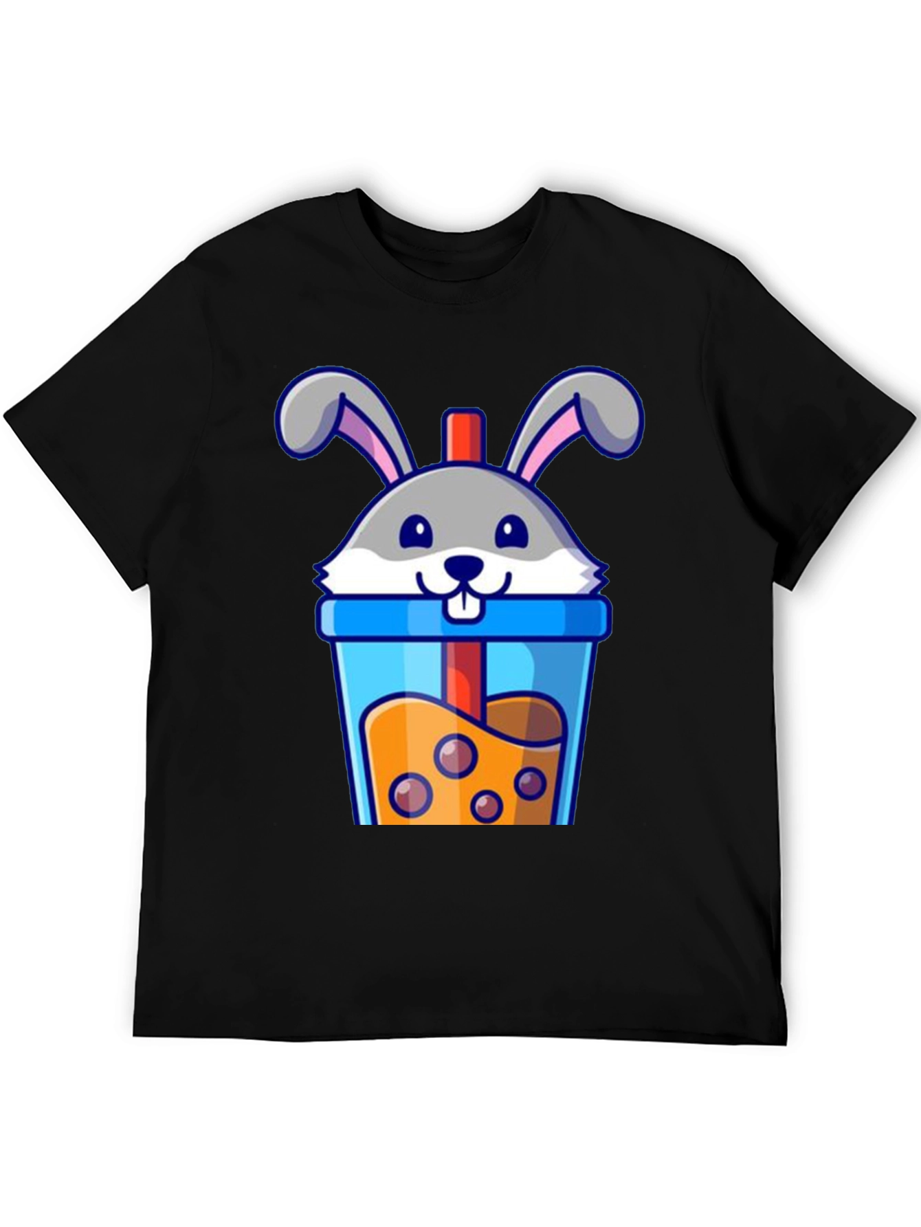 Cute Bunny Boba Tea Graphic T-Shirt