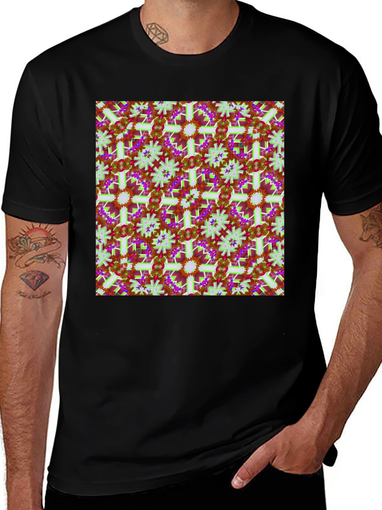Abstract Floral Pattern T-Shirt