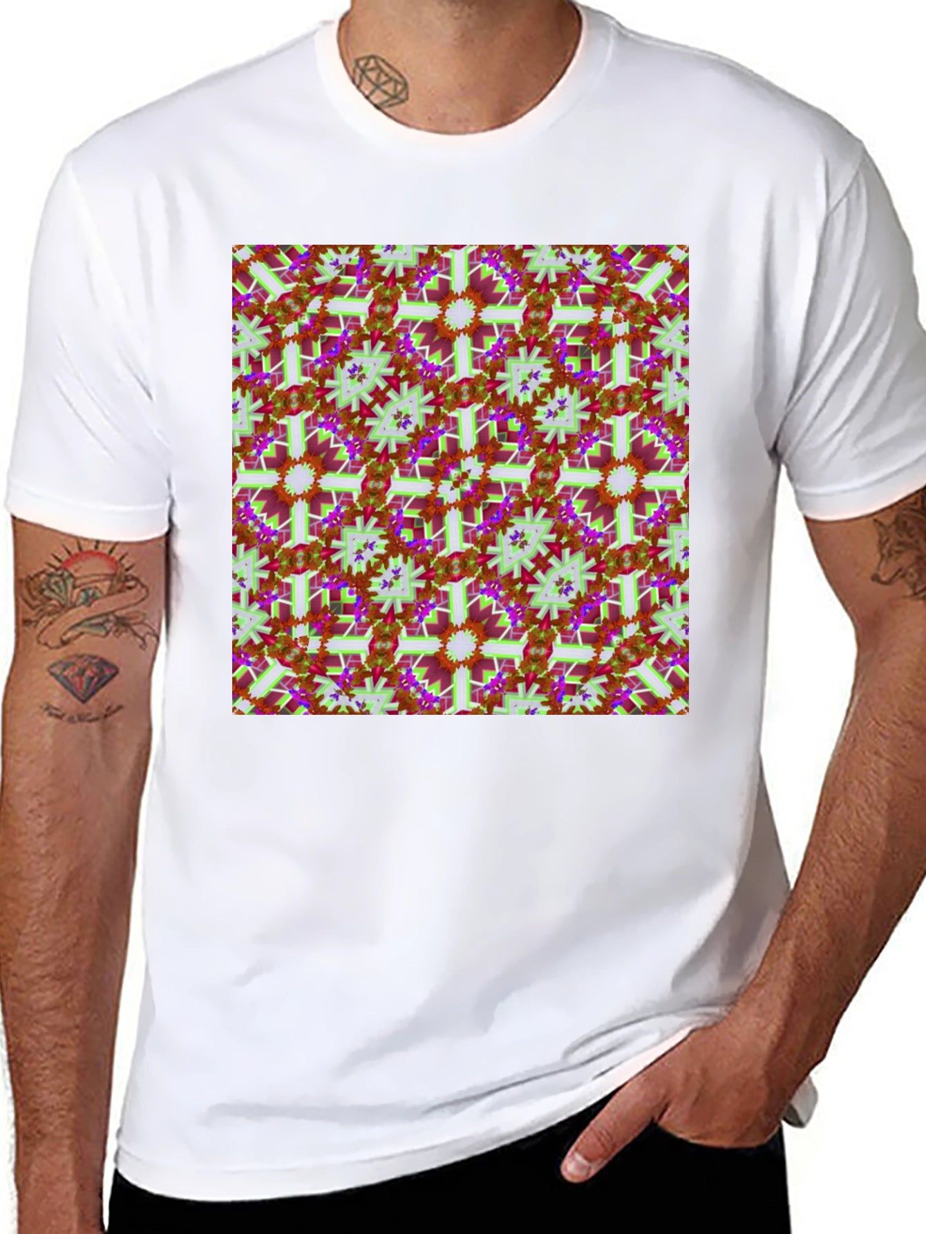 Abstract Floral Pattern T-Shirt
