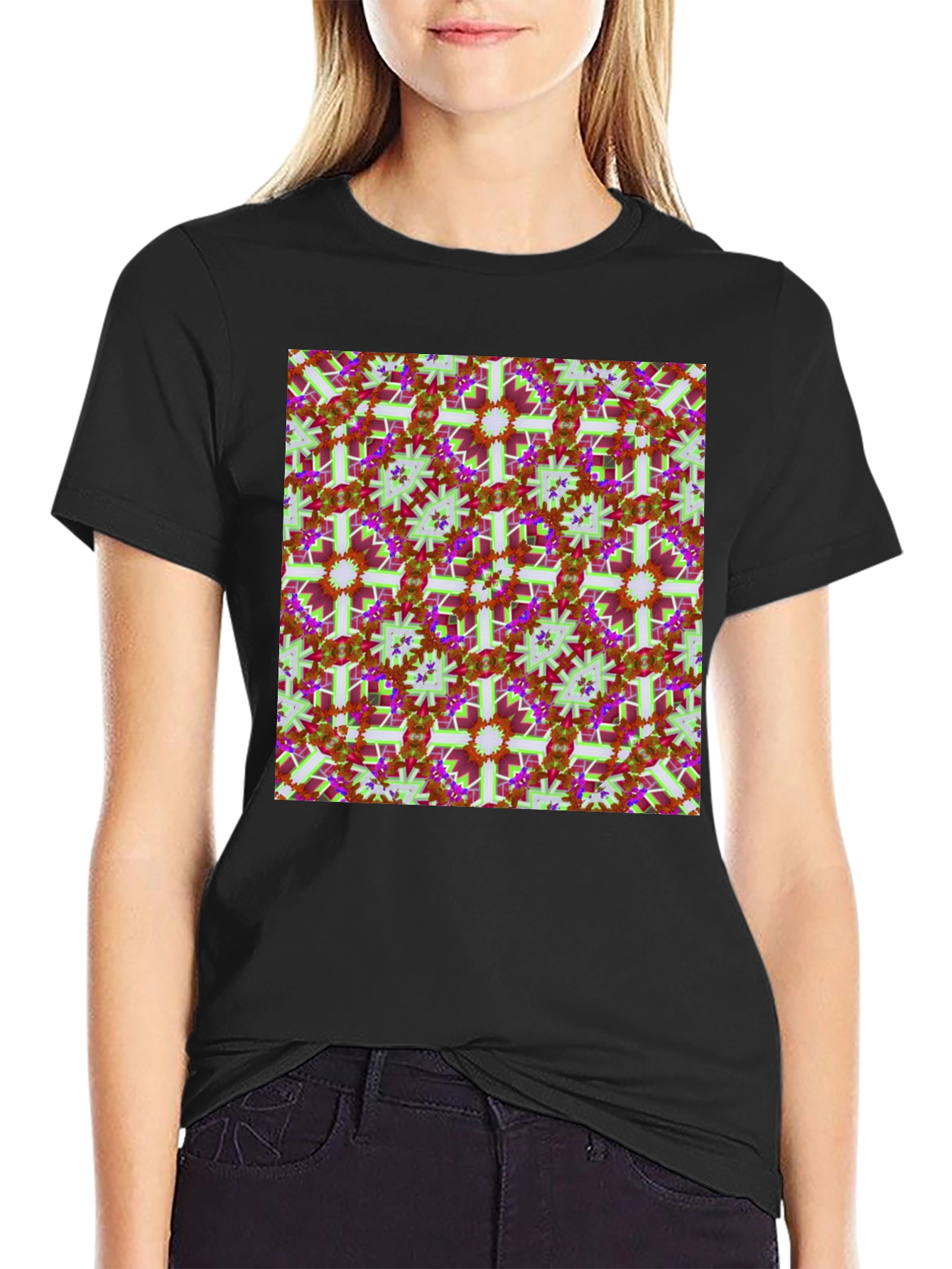 Abstract Floral Pattern T-Shirt
