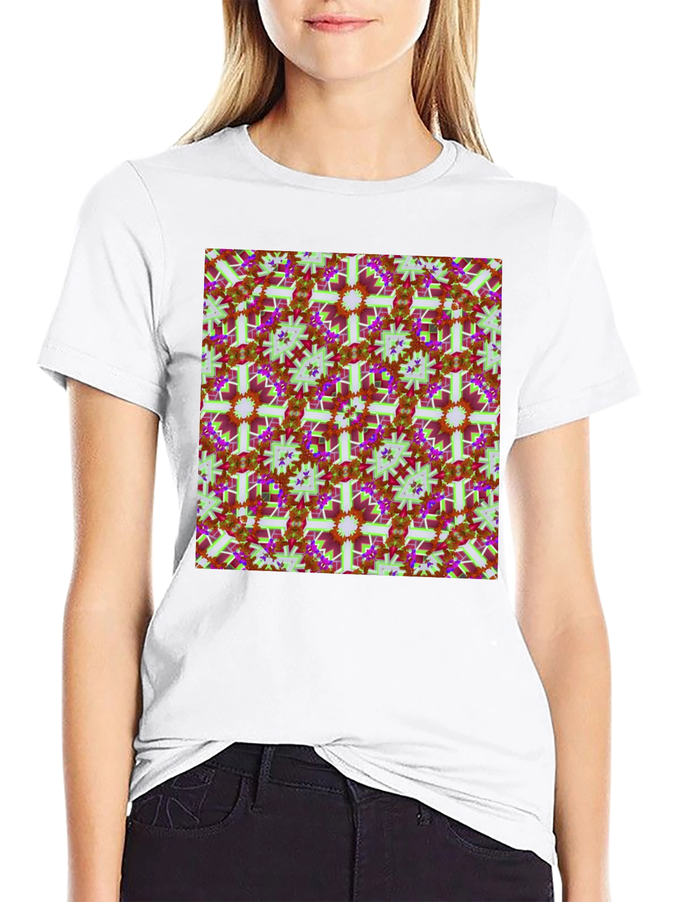 Abstract Floral Pattern T-Shirt