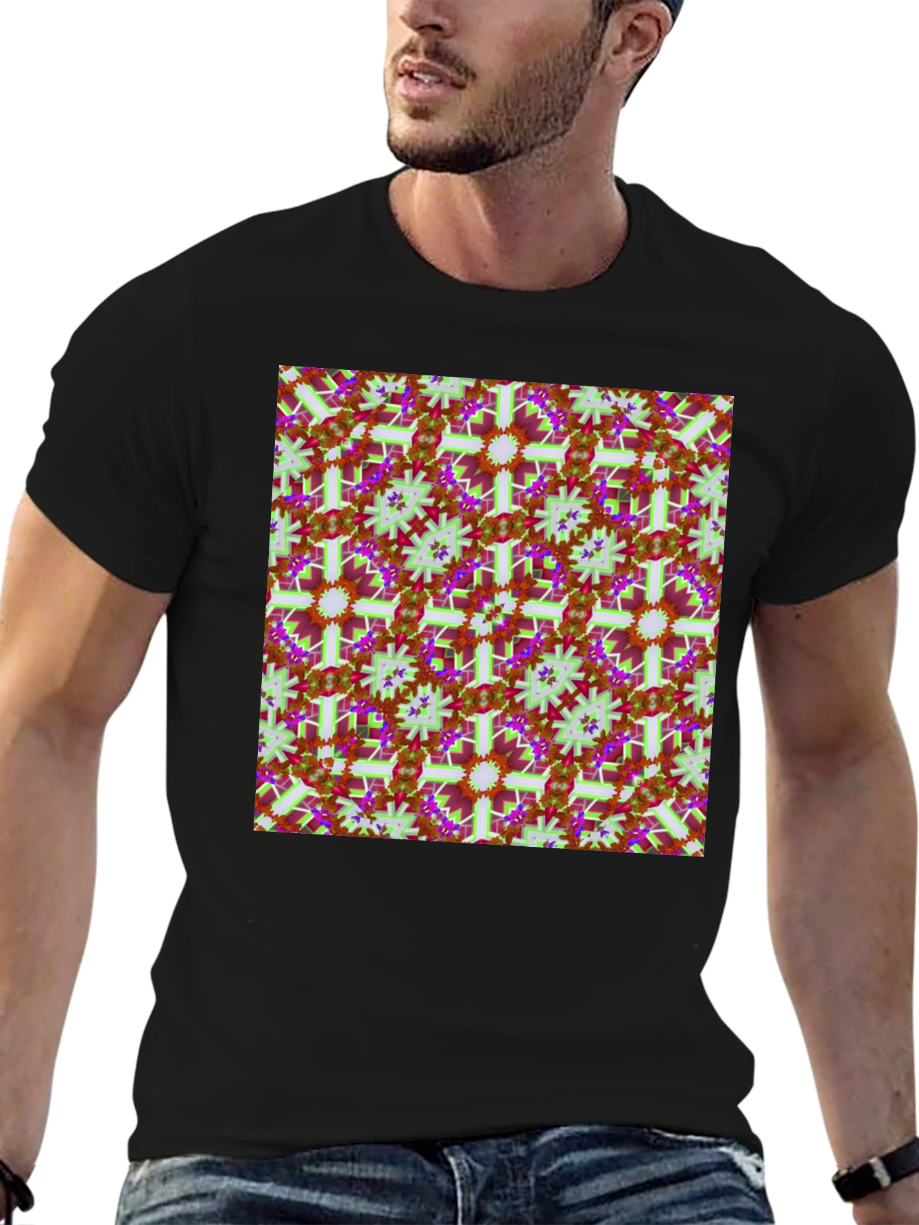 Abstract Floral Pattern T-Shirt