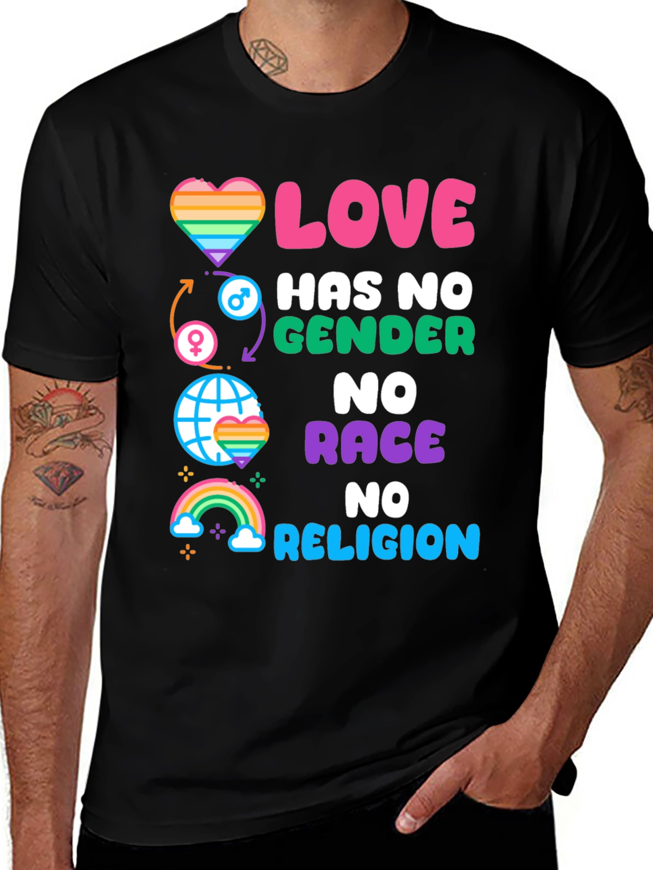 Love Has No Gender Race Religion Graphic Tee