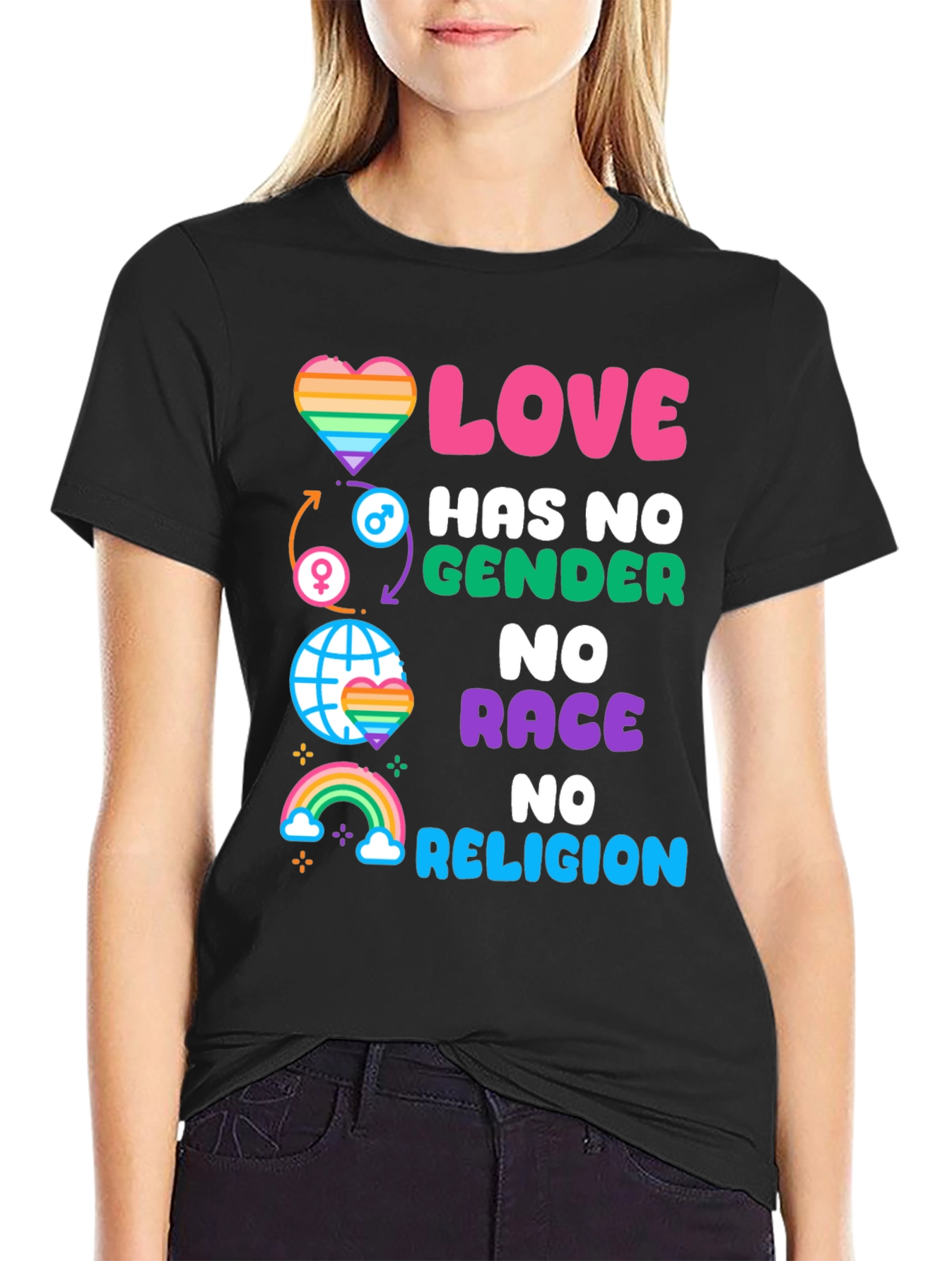 Love Has No Gender Race Religion Graphic Tee