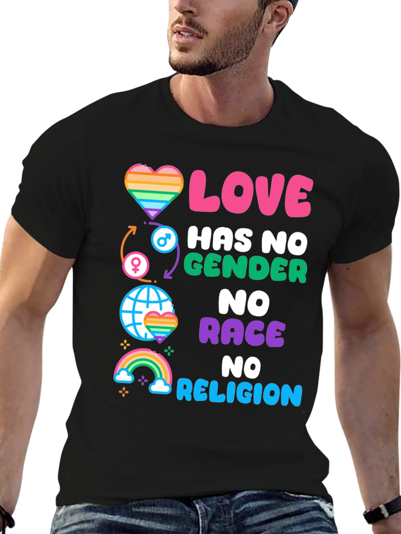 Love Has No Gender Race Religion Graphic Tee