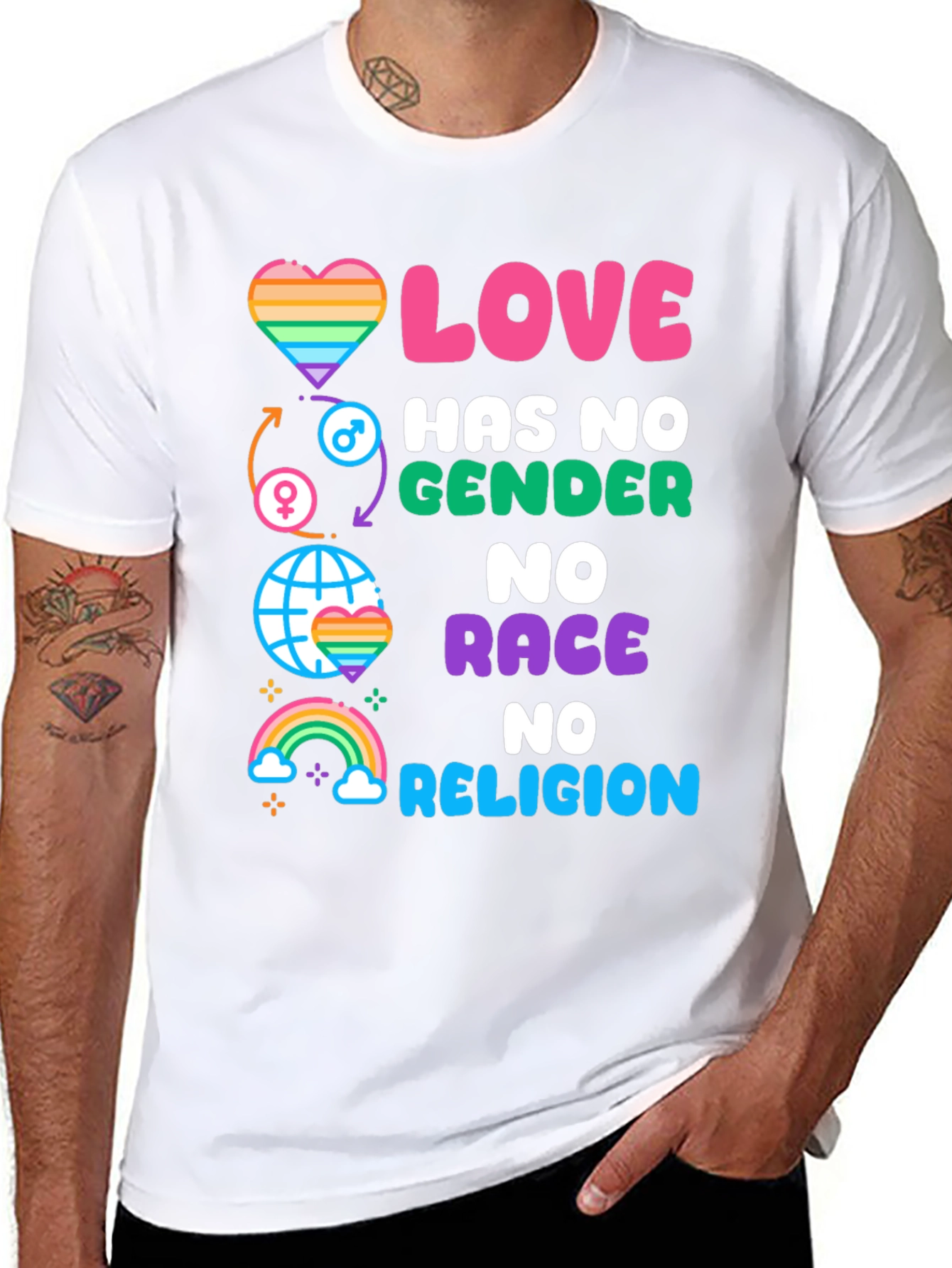 Love Has No Gender Race Religion Graphic Tee