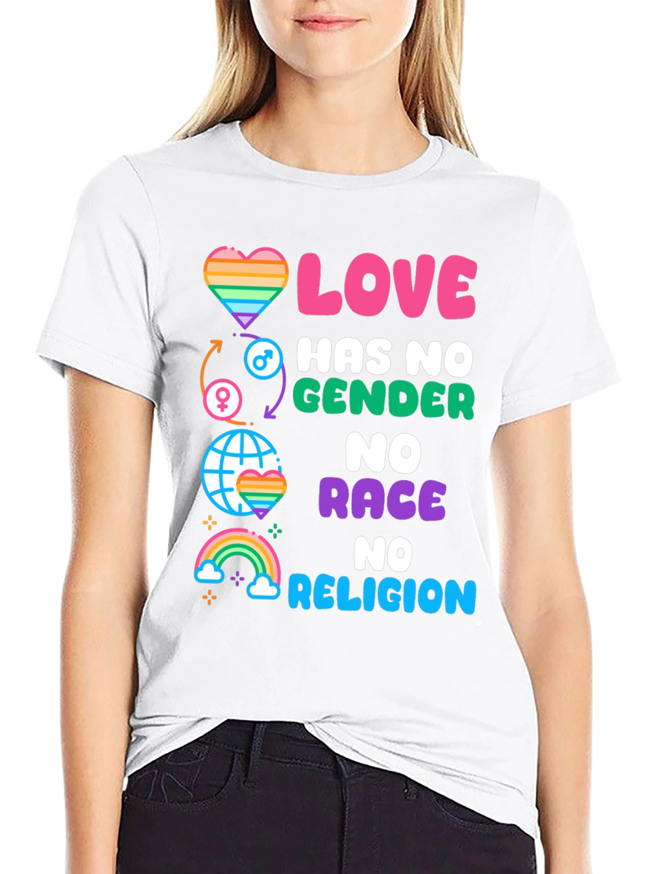 Love Has No Gender Race Religion Graphic Tee