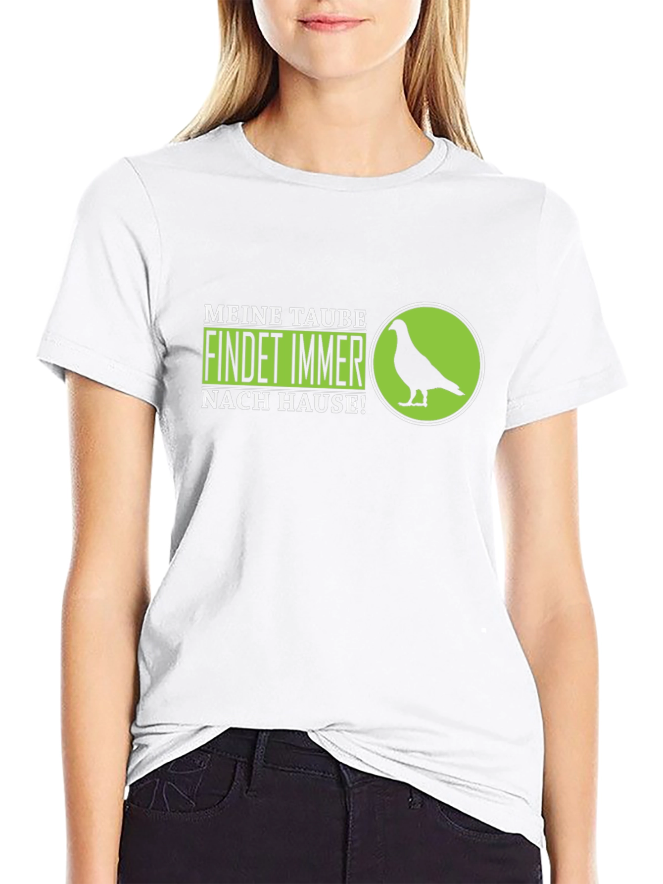 Meine Taube Pigeon Graphic Tee - Black Cotton T-Shirt
