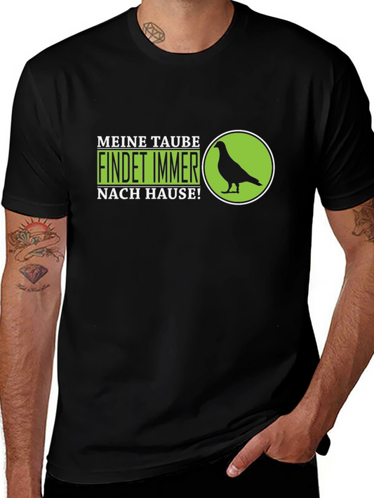 Meine Taube Pigeon Graphic Tee - Black Cotton T-Shirt