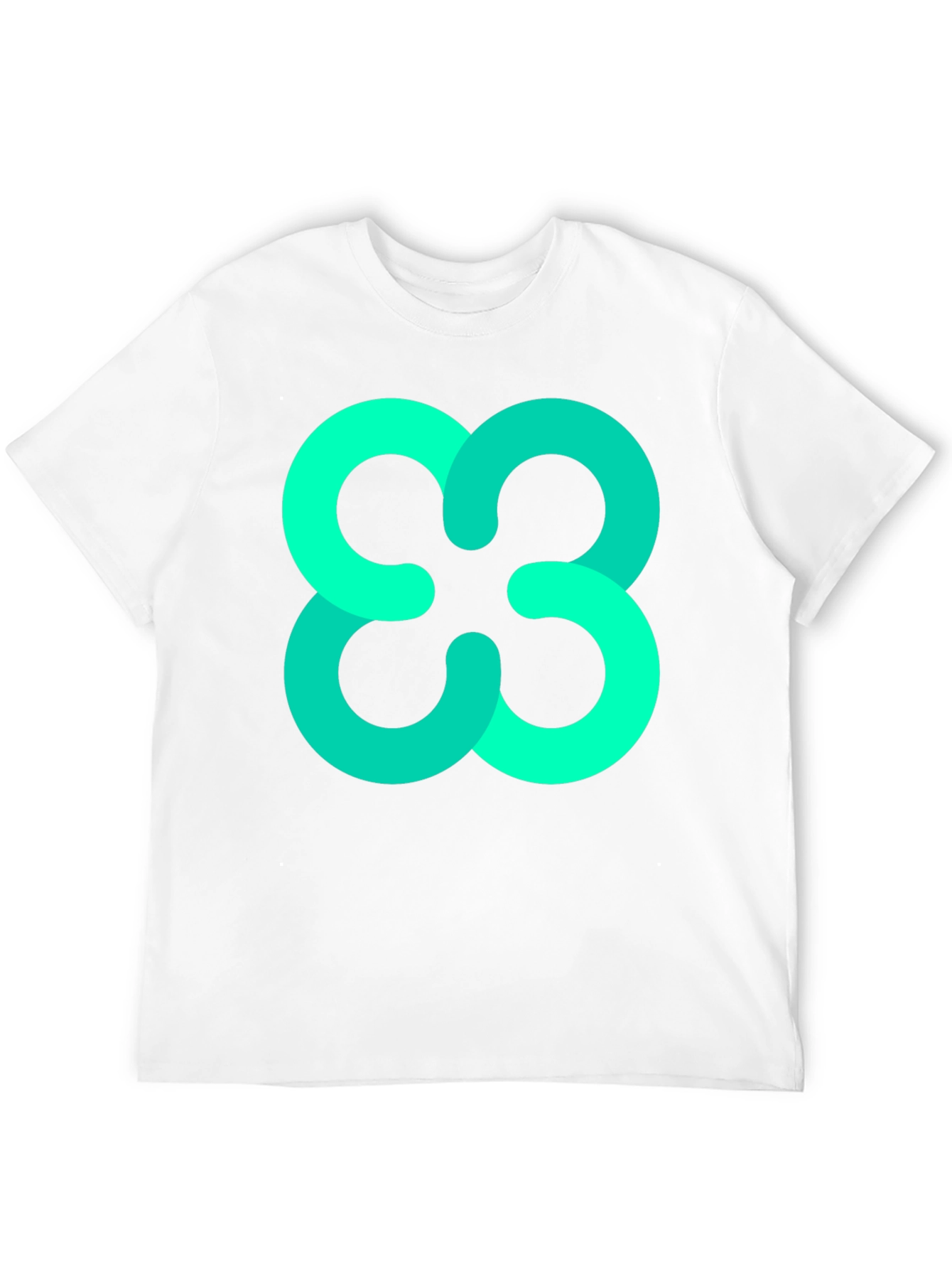Abstract Teal Cloverleaf Graphic Black T-Shirt