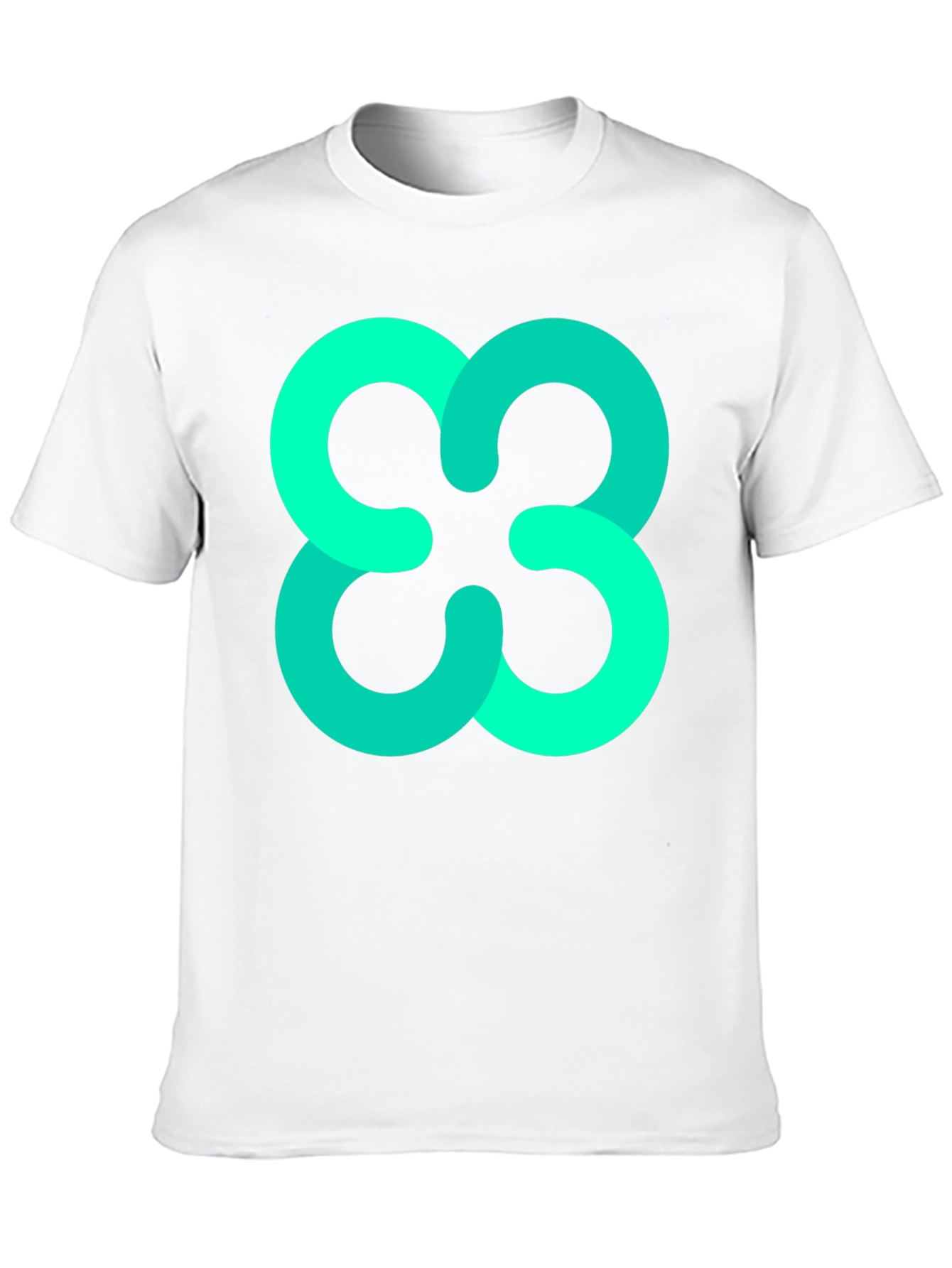 Abstract Teal Cloverleaf Graphic Black T-Shirt