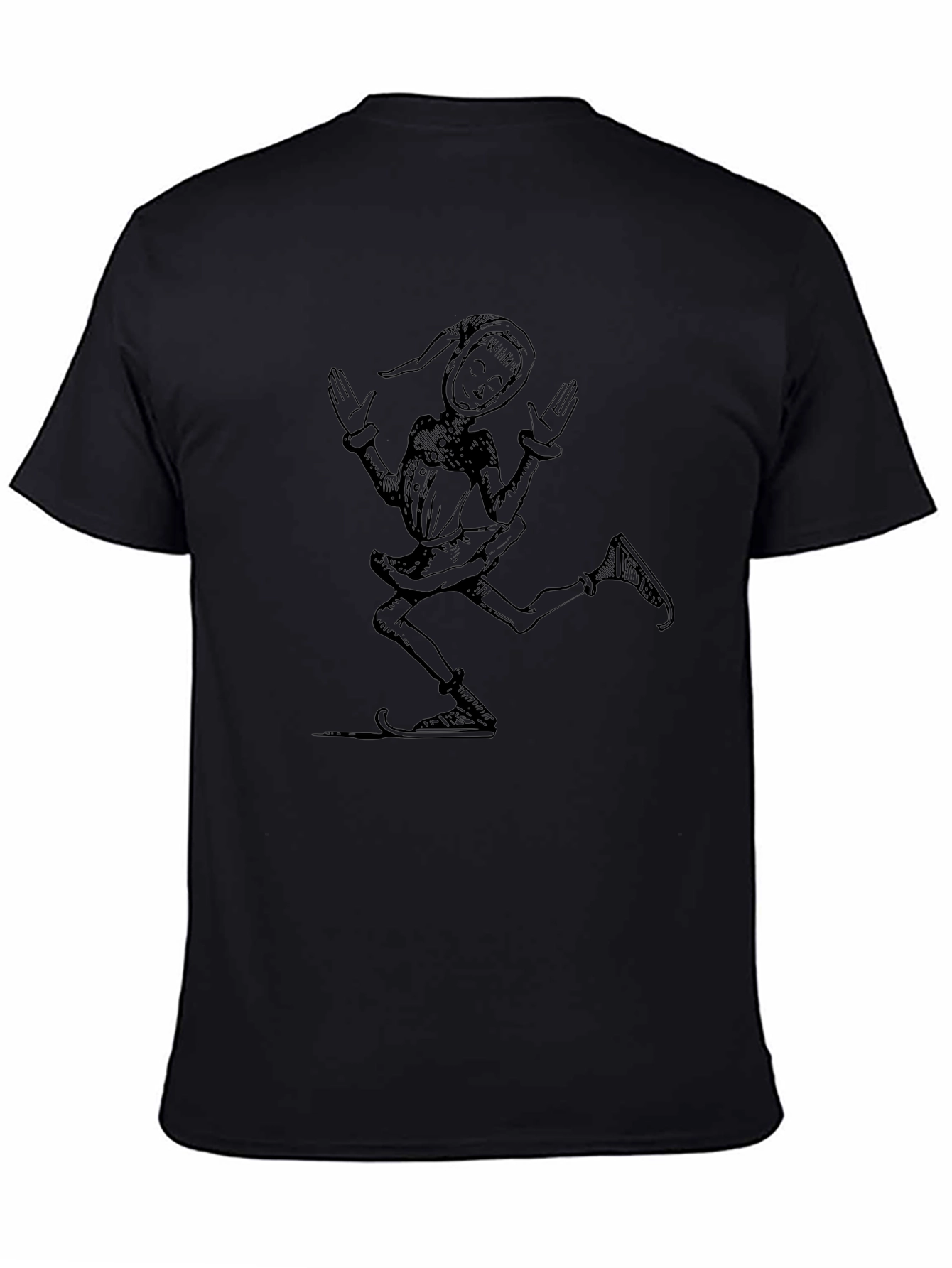 Whimsical Jester Graphic Tee - Black