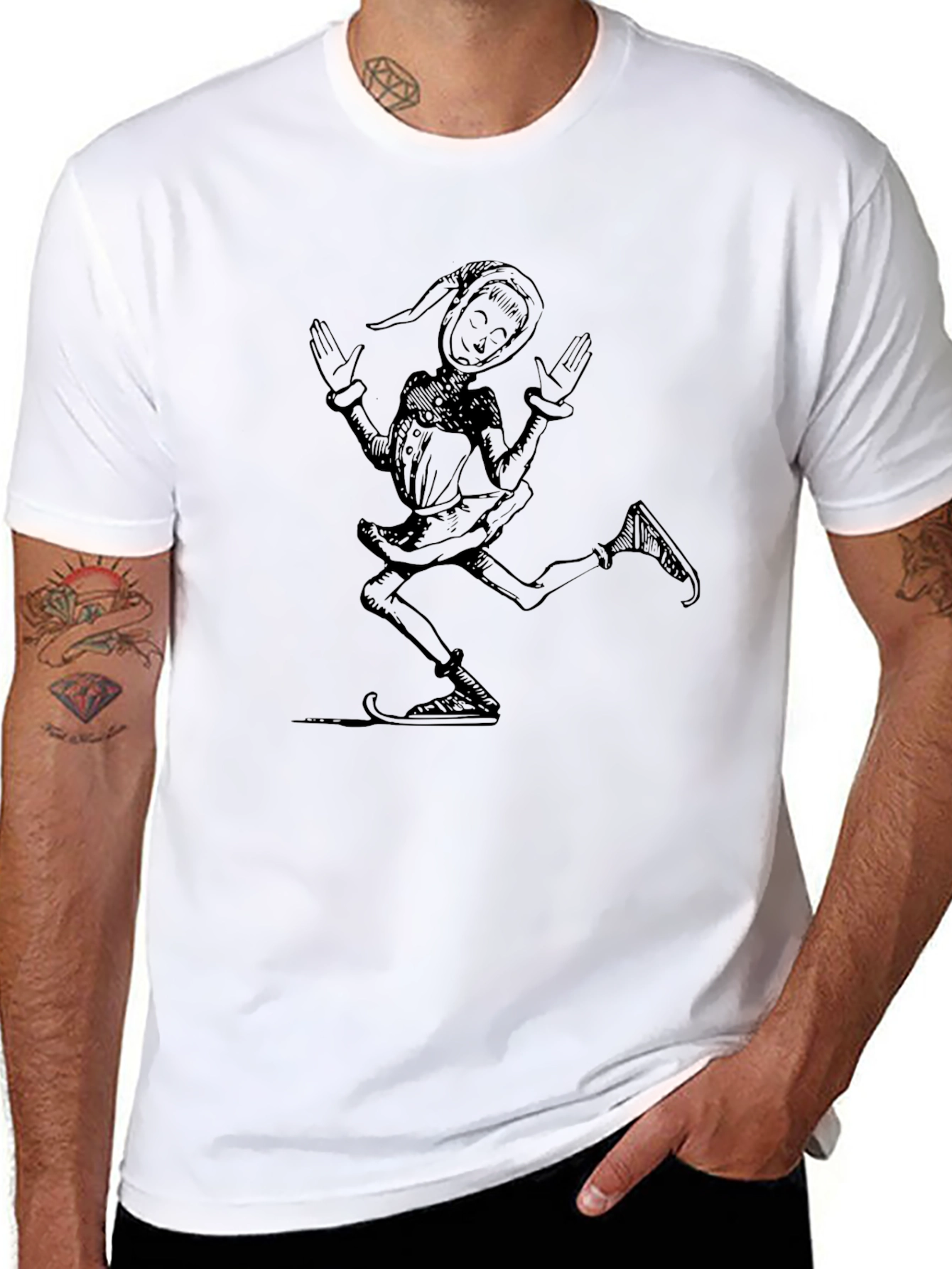 Whimsical Jester Graphic Tee - Black