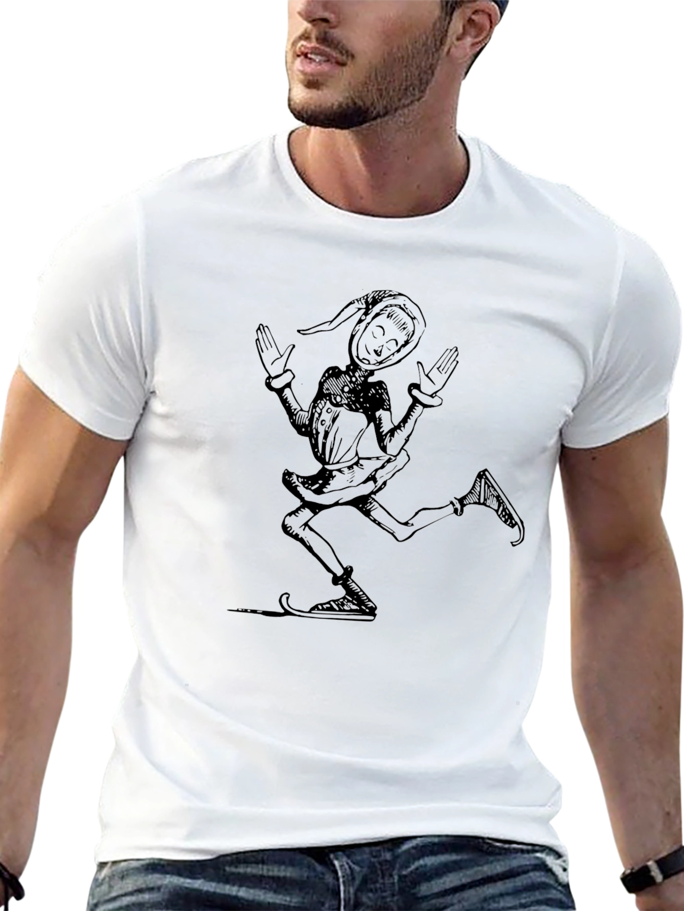 Whimsical Jester Graphic Tee - Black