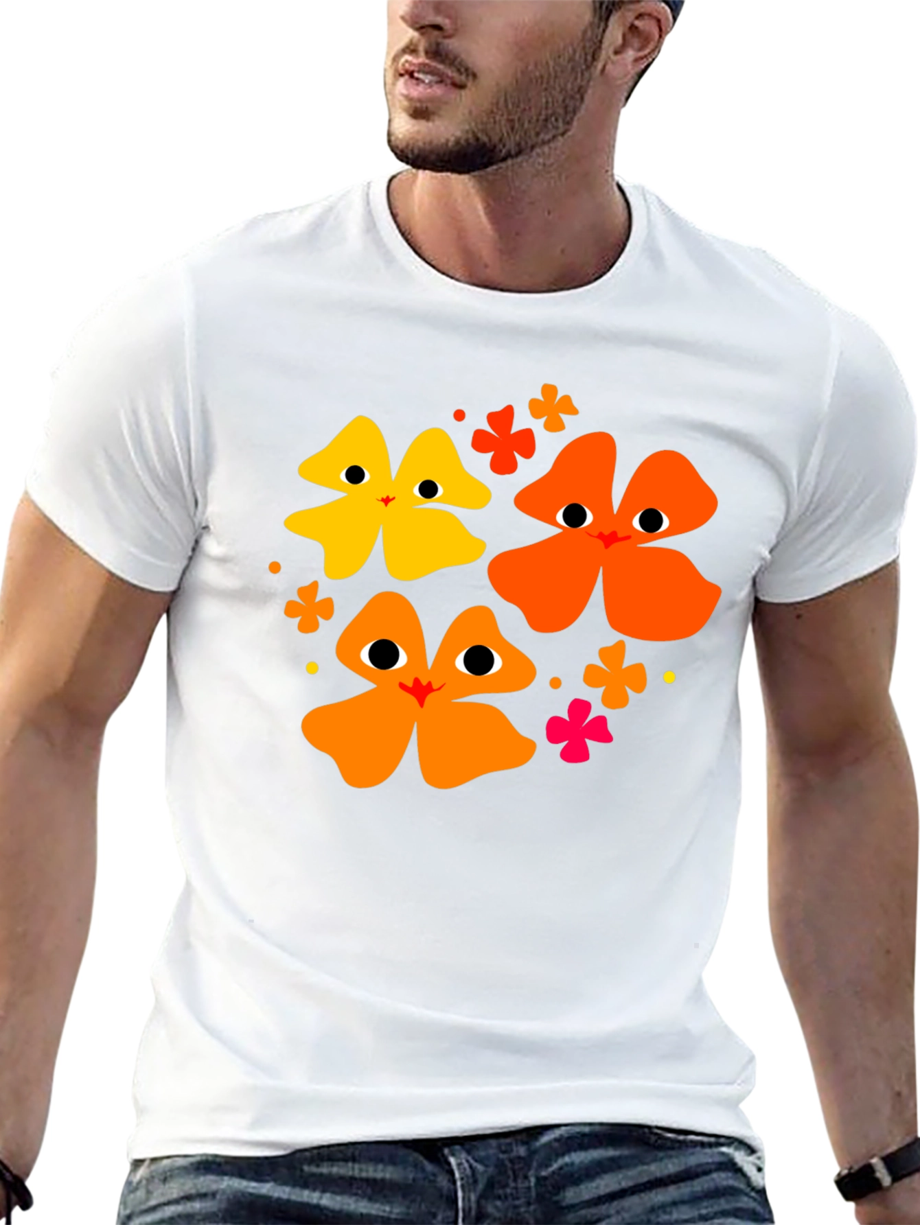 Floral Face Black T-Shirt