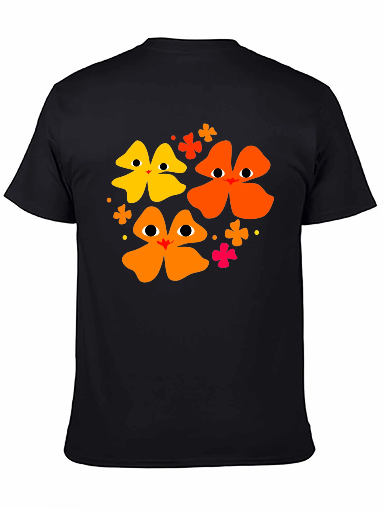 Floral Face Black T-Shirt