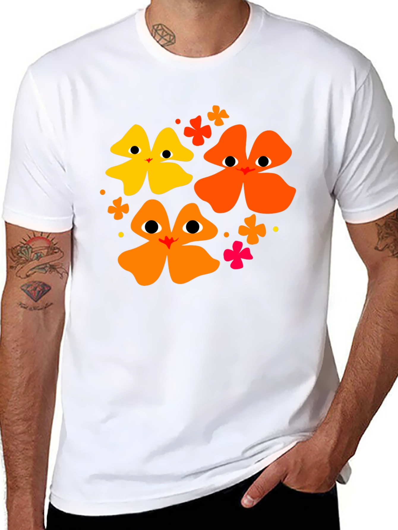 Floral Face Black T-Shirt