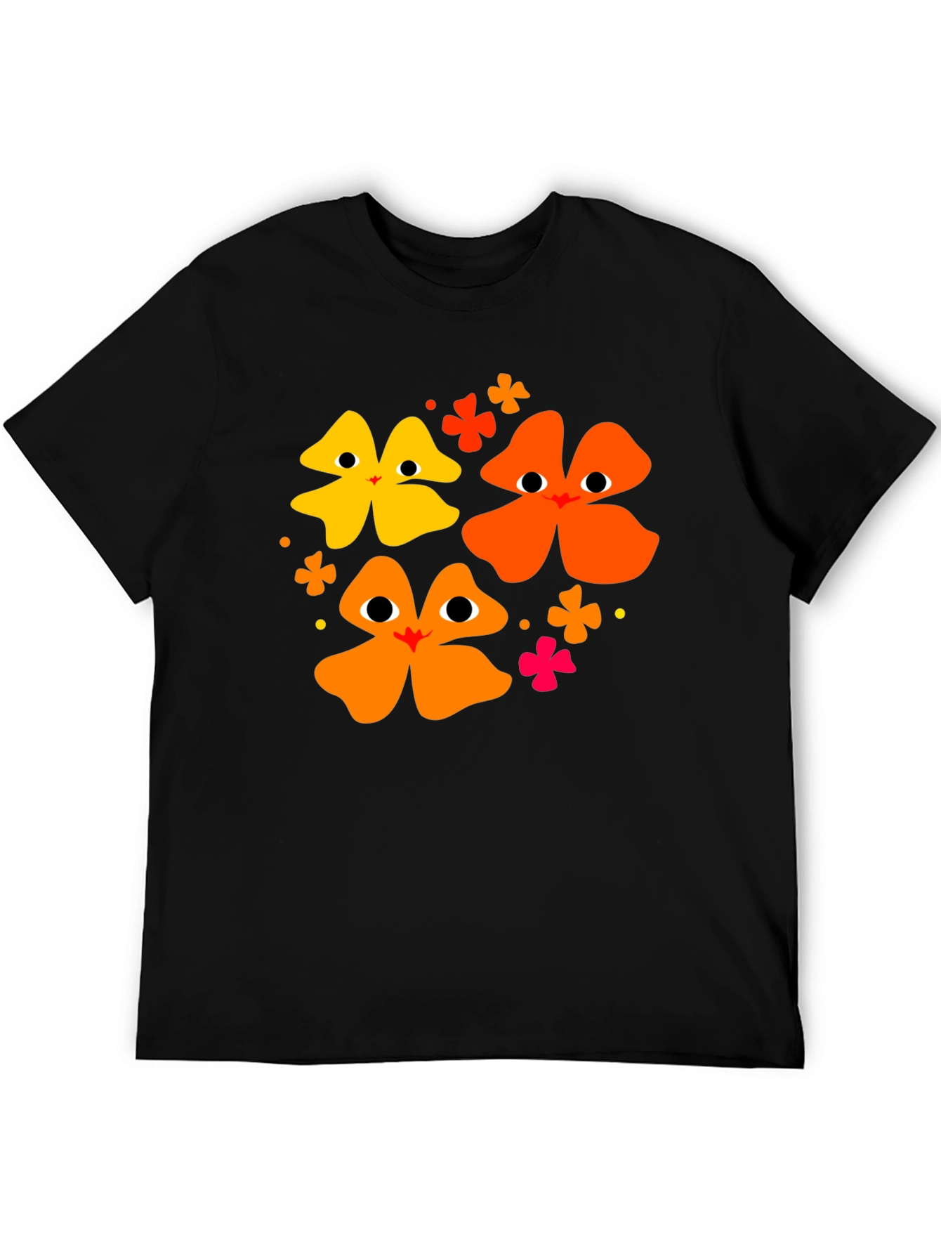 Floral Face Black T-Shirt