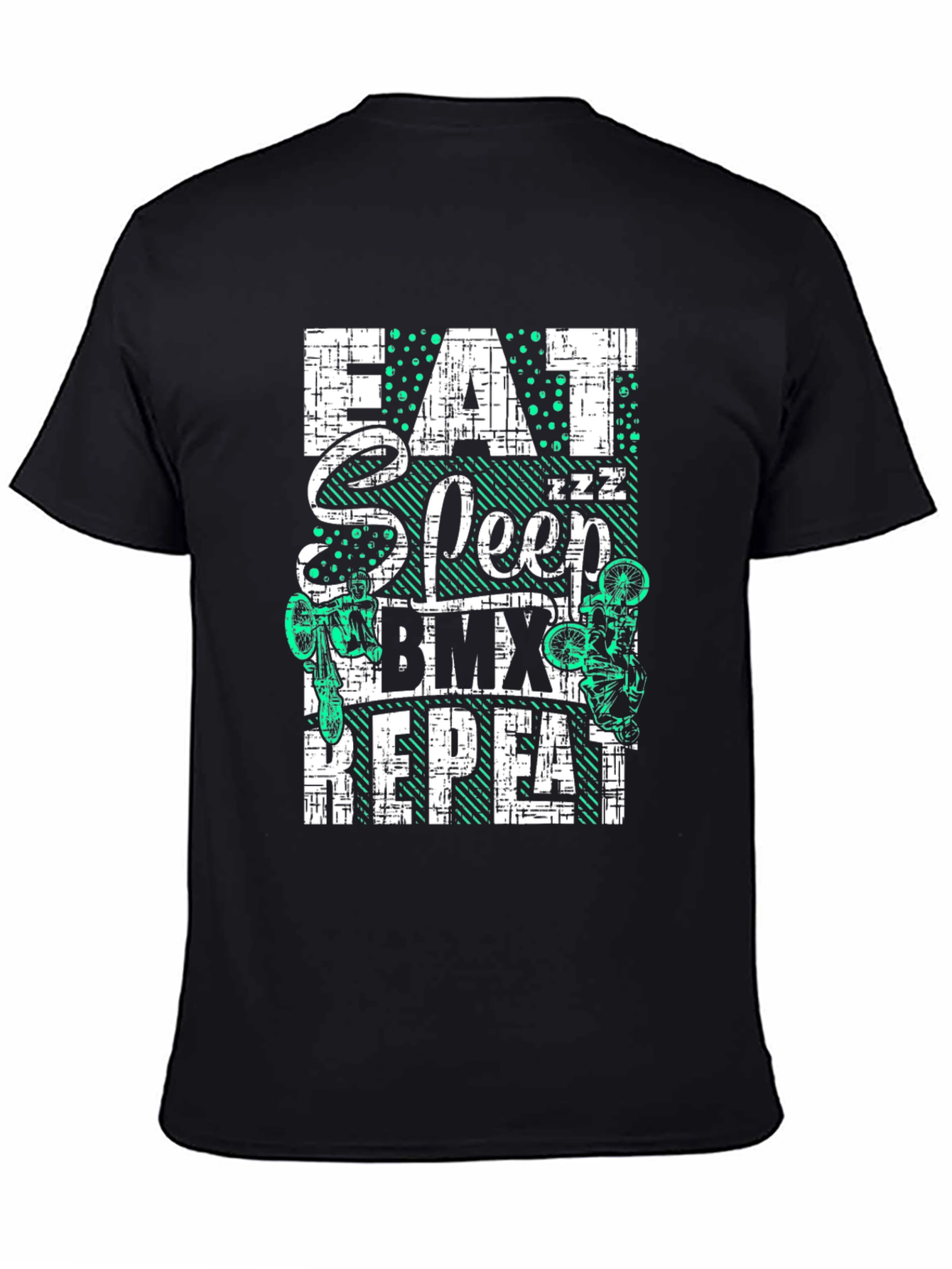 Eat Sleep BMX Repeat Black Graphic Tee