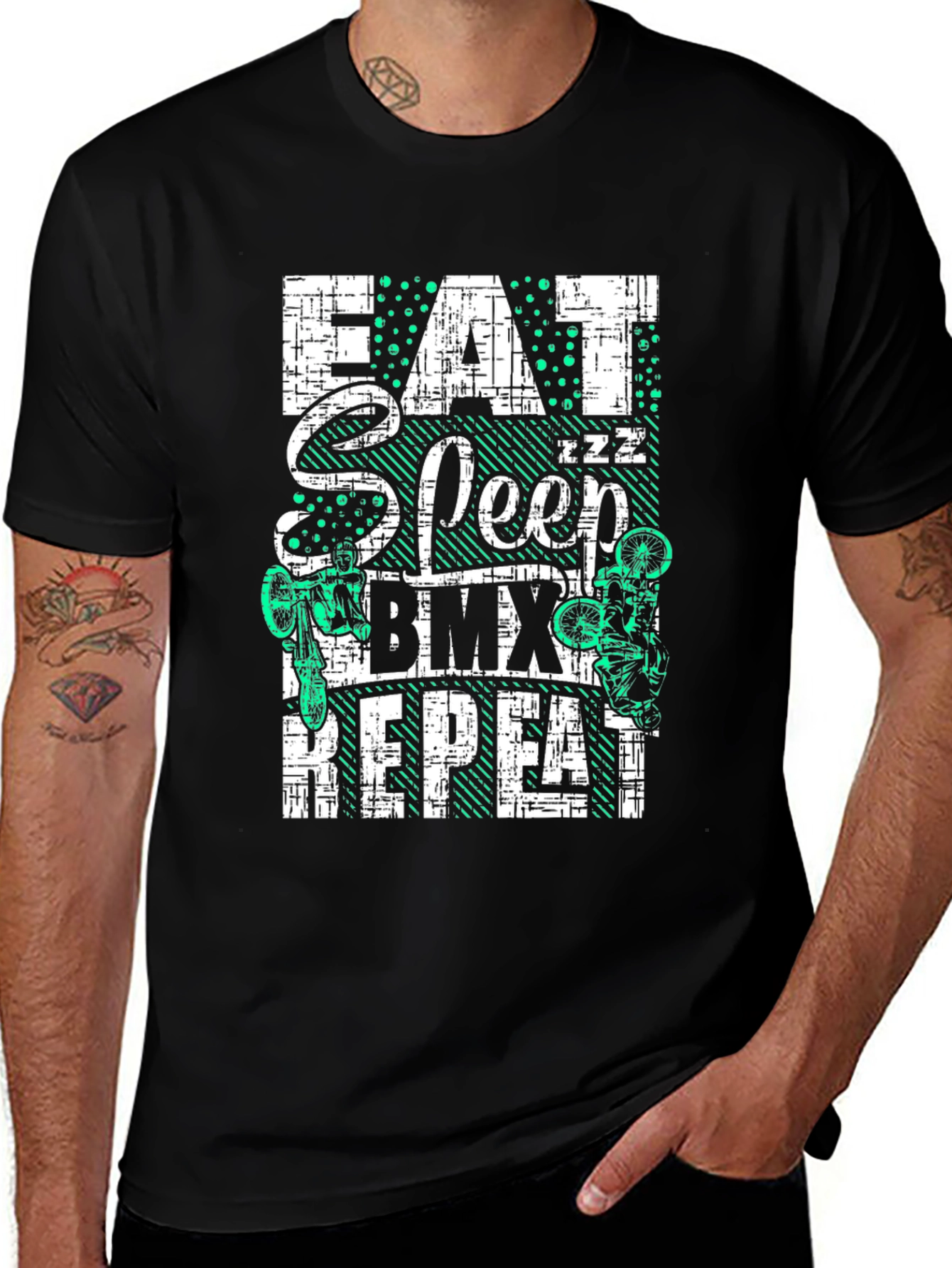 Eat Sleep BMX Repeat Black Graphic Tee