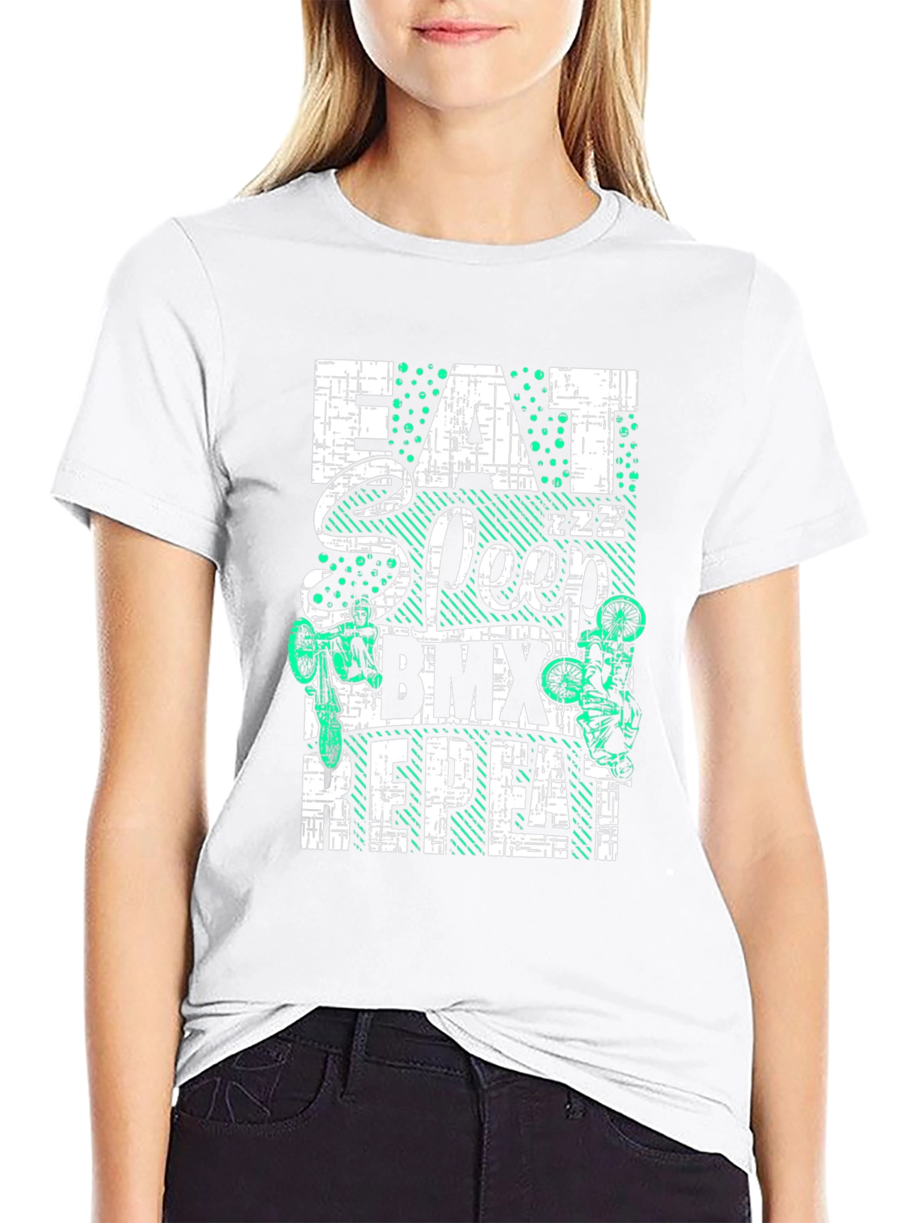 Eat Sleep BMX Repeat Black Graphic Tee