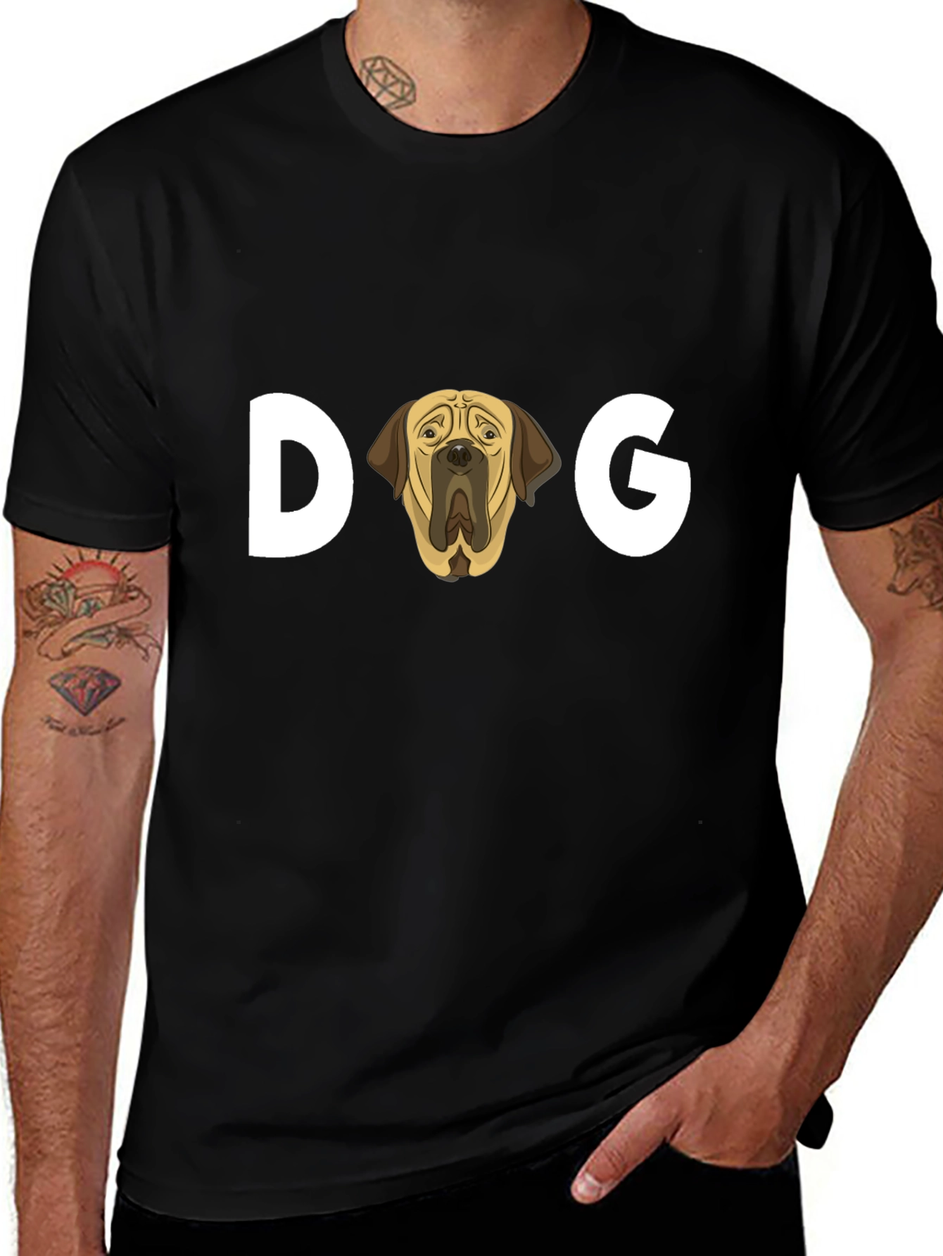 Dog Graphic Tee - Black Short Sleeve Shirt