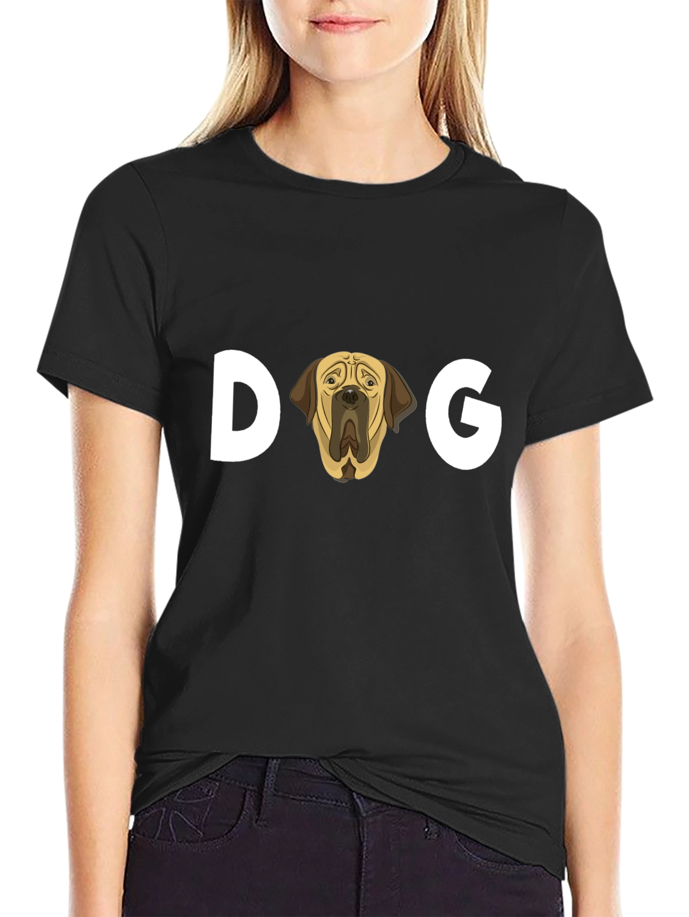 Dog Graphic Tee - Black Short Sleeve Shirt