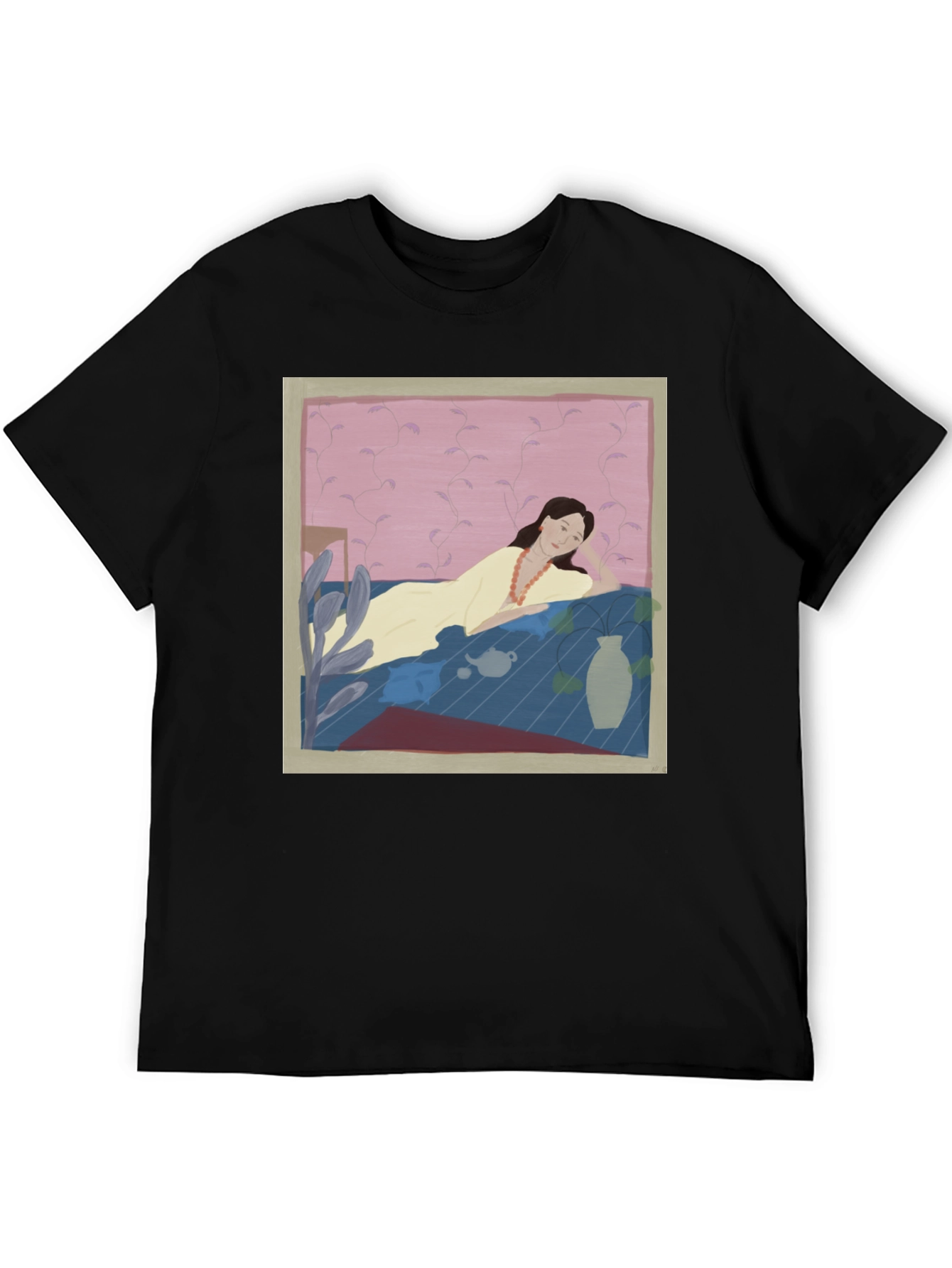 Artistic Woman Portrait Black T-Shirt