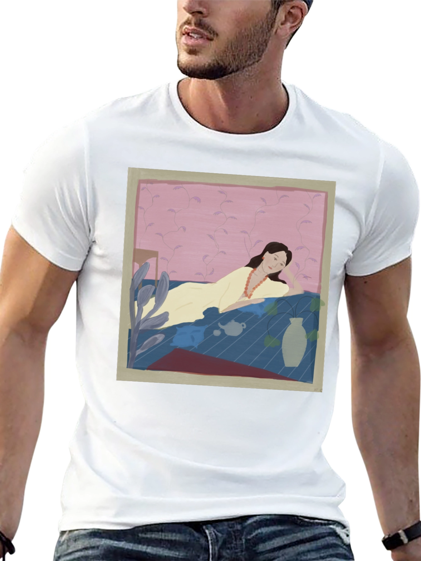 Artistic Woman Portrait Black T-Shirt