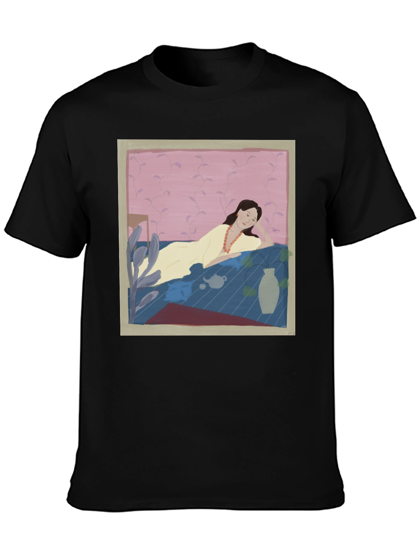 Artistic Woman Portrait Black T-Shirt
