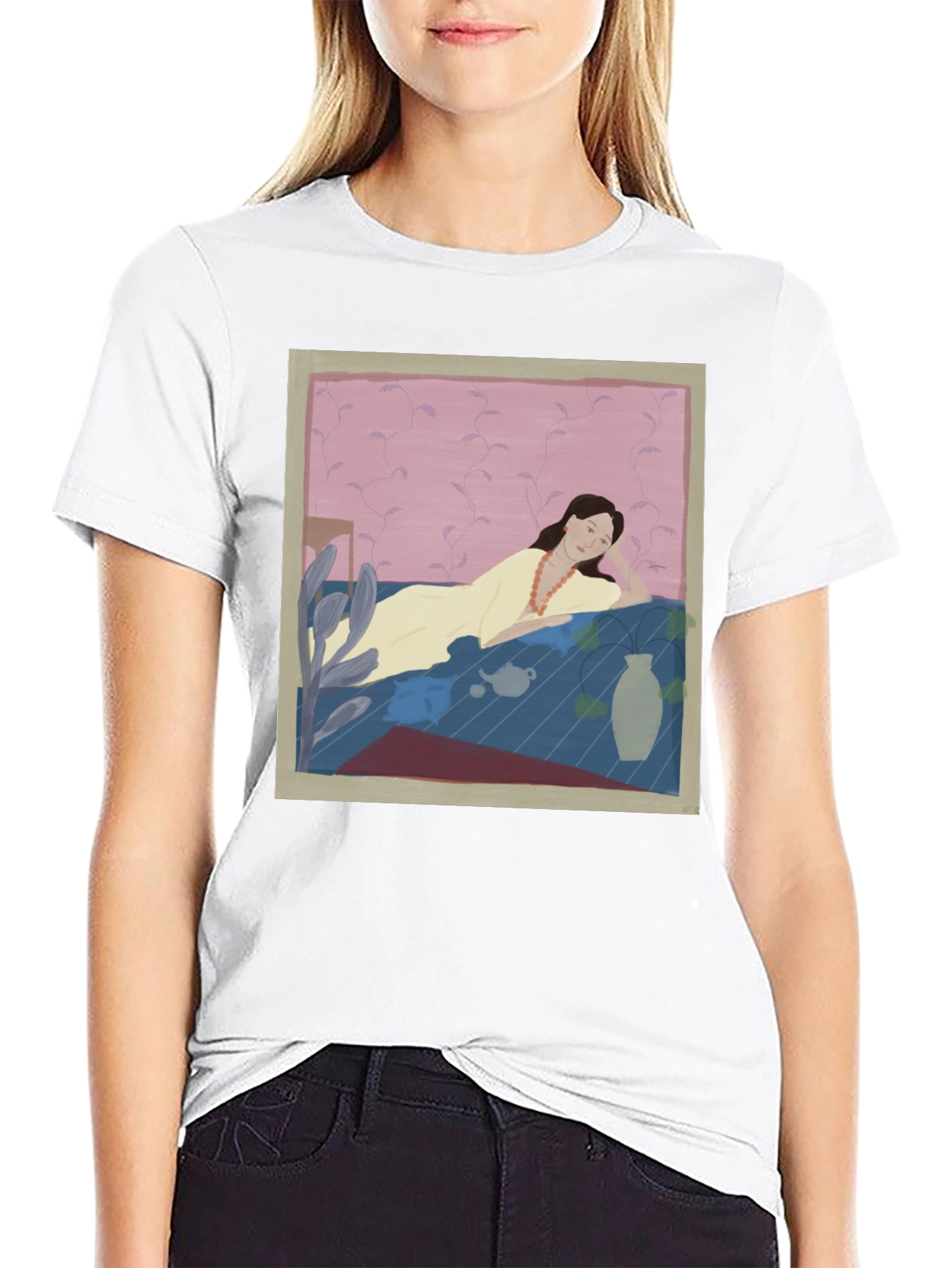Artistic Woman Portrait Black T-Shirt
