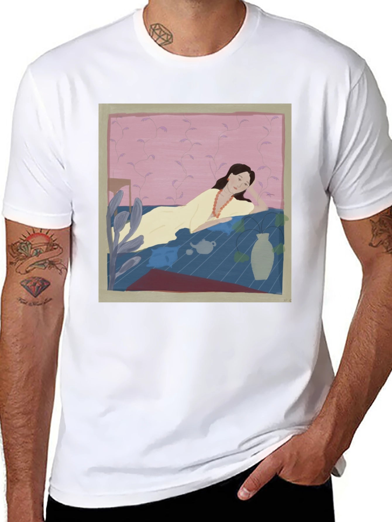 Artistic Woman Portrait Black T-Shirt