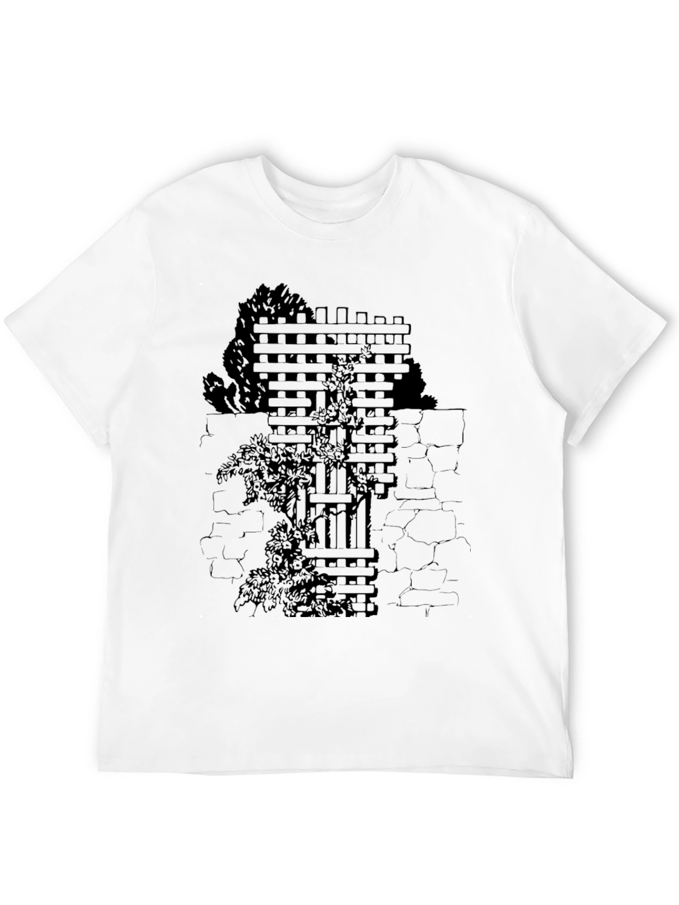 Mens Black T-Shirt with Wall & Vines Graphic