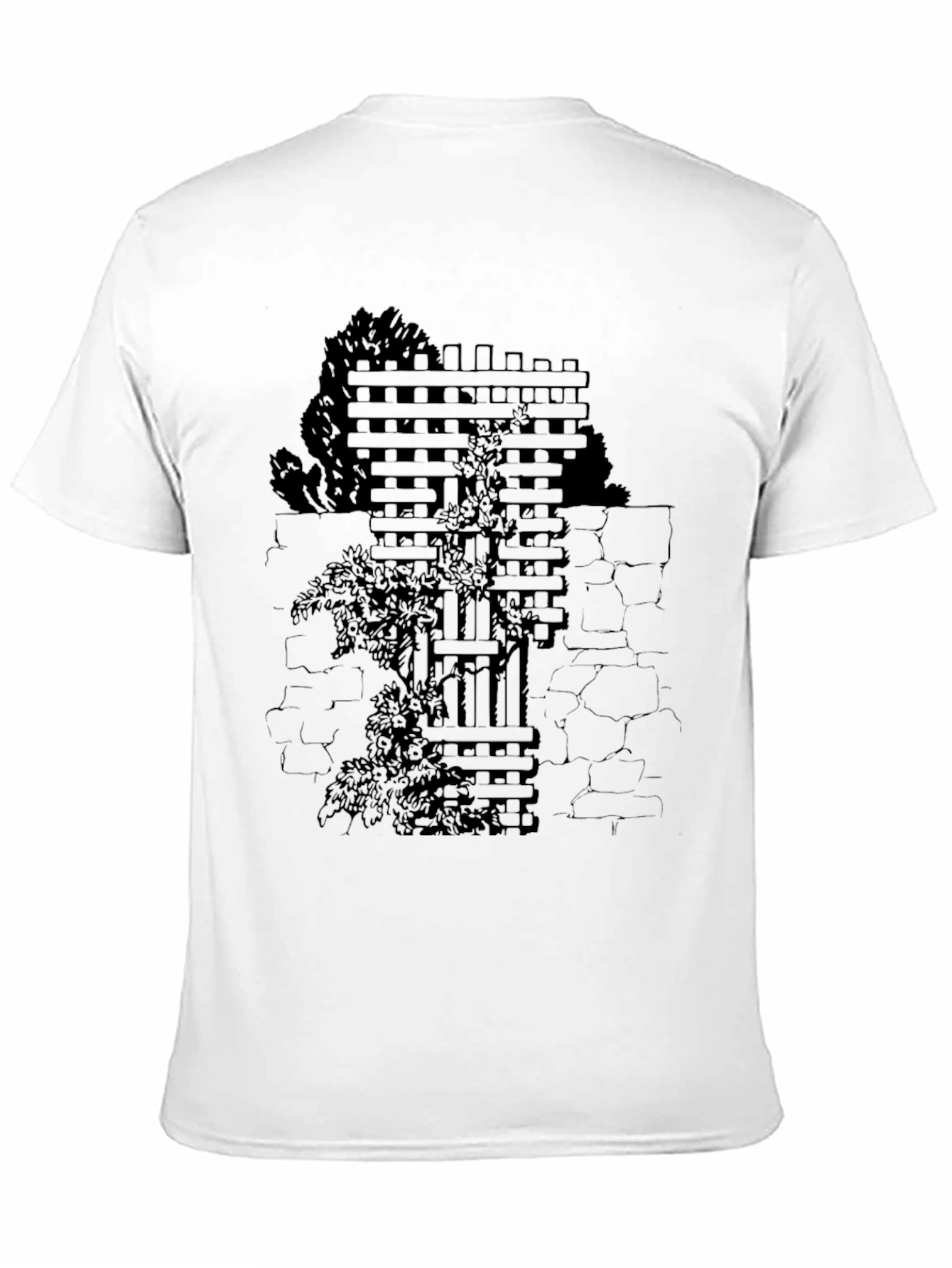 Mens Black T-Shirt with Wall & Vines Graphic