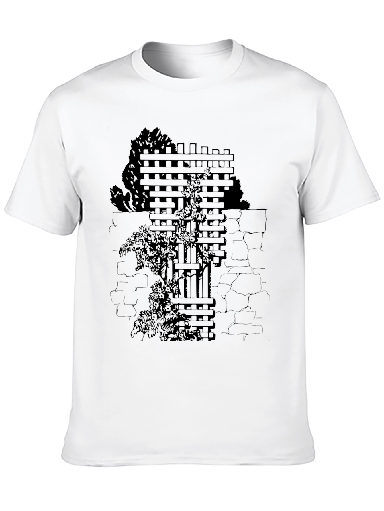Mens Black T-Shirt with Wall & Vines Graphic