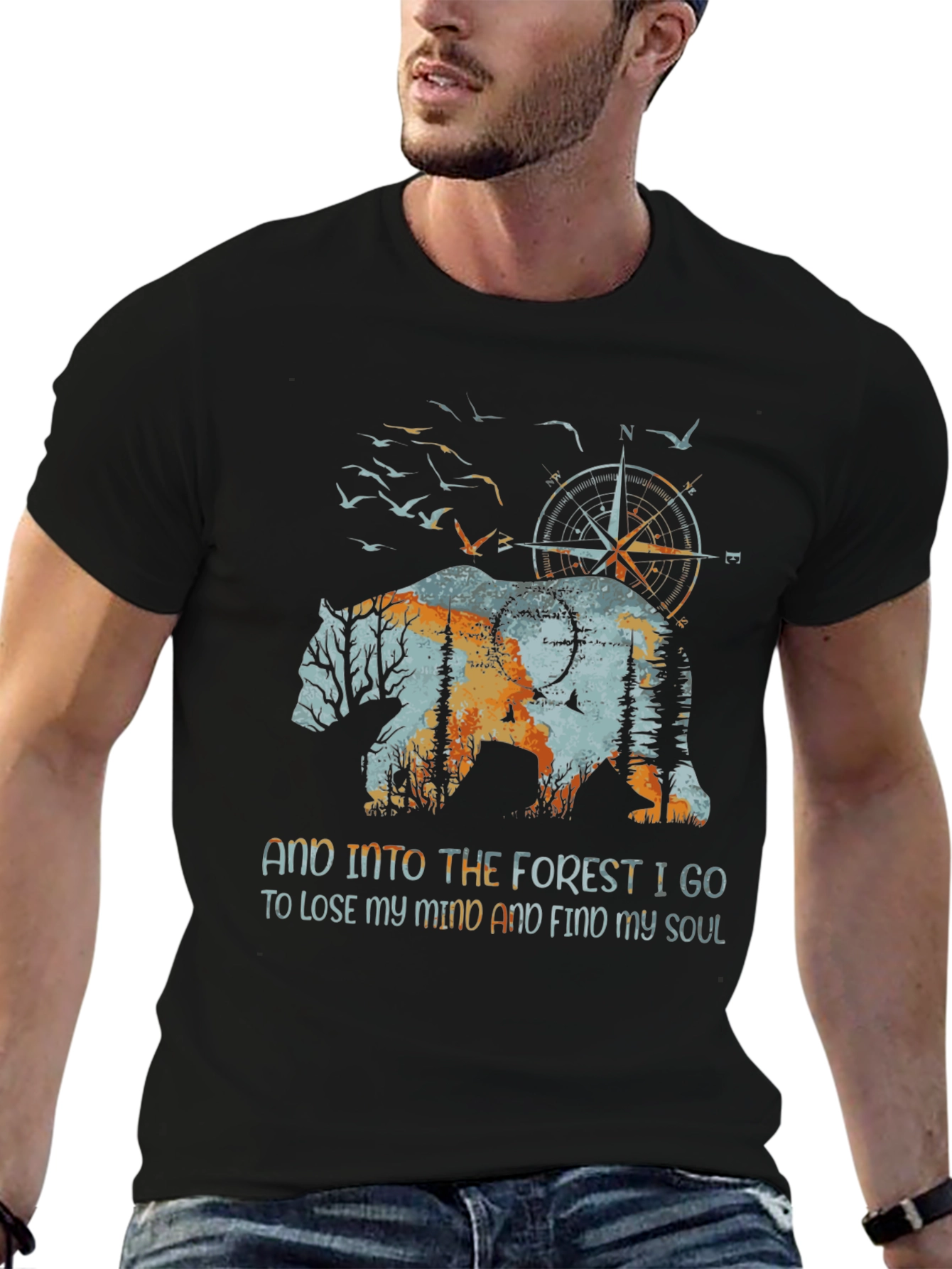 Nature Bear Graphic T-Shirt - Find Your Soul