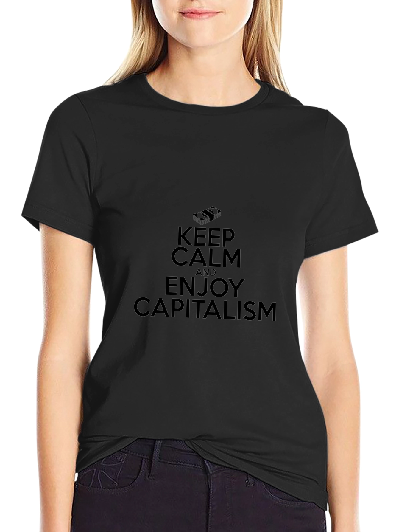 Keep Calm and Enjoy Capitalism Black T-Shirt