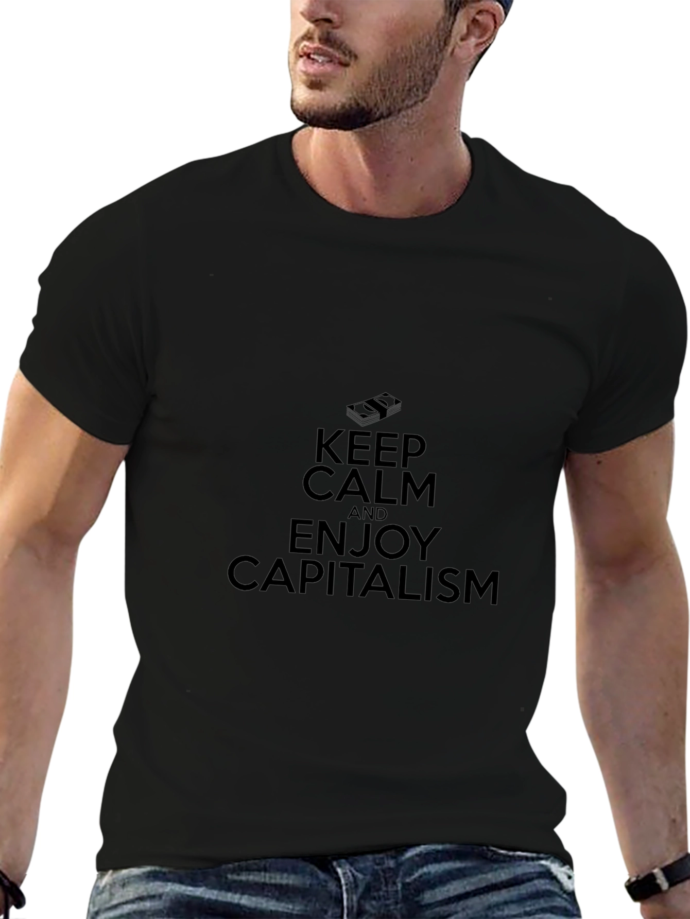 Keep Calm and Enjoy Capitalism Black T-Shirt