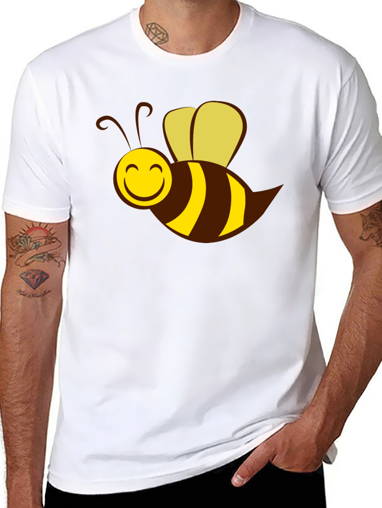 Cartoon Bee Graphic Black T-Shirt