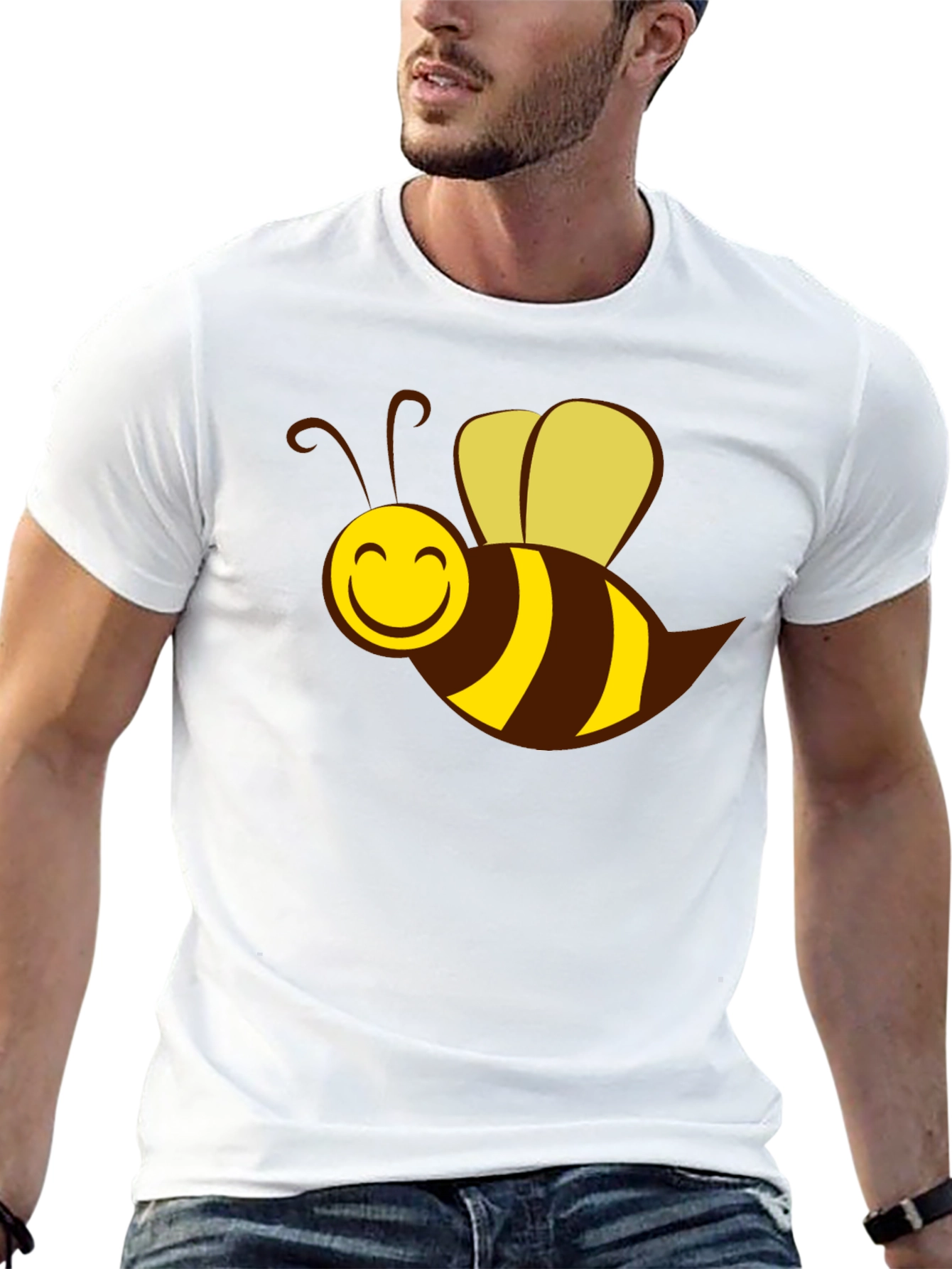 Cartoon Bee Graphic Black T-Shirt