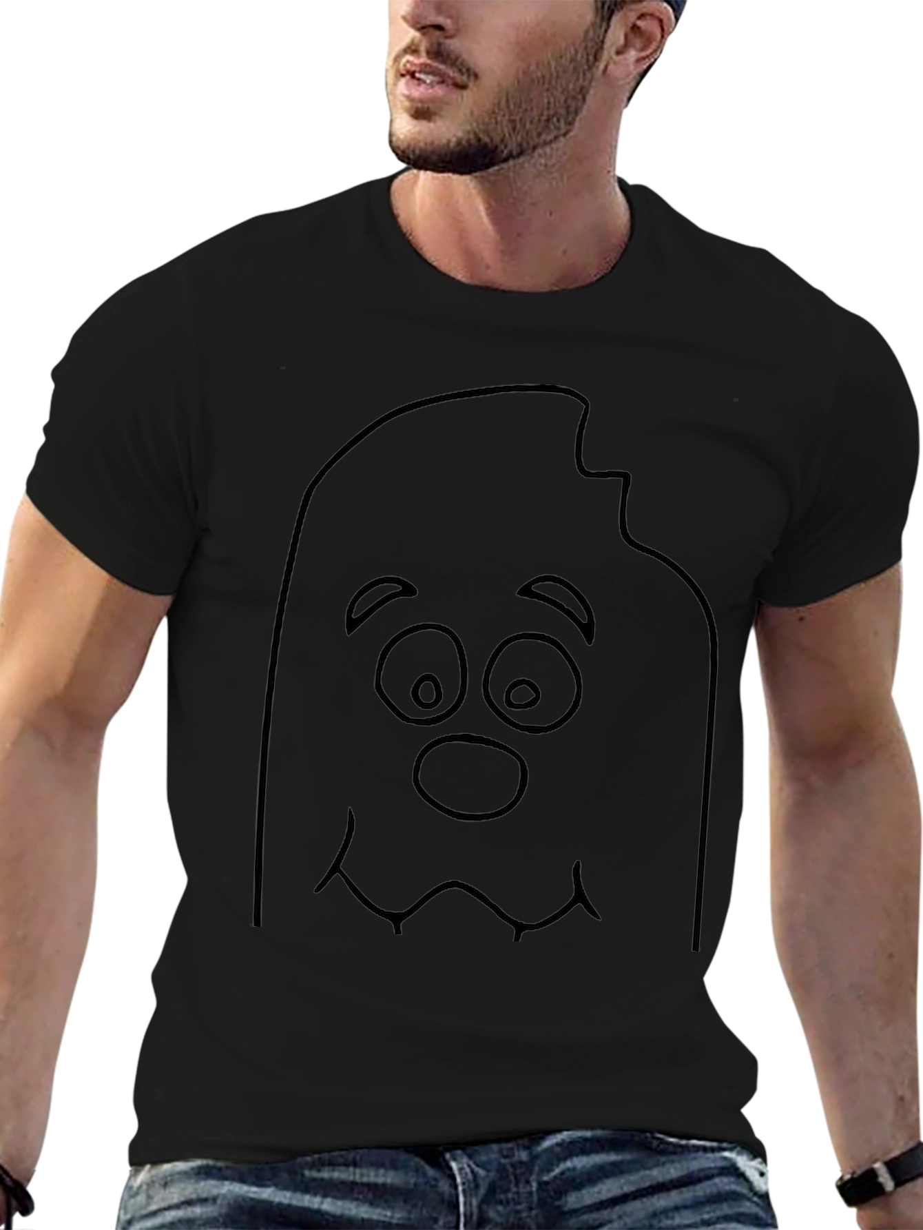 Cartoon Cookie Monster Bite Black T-Shirt