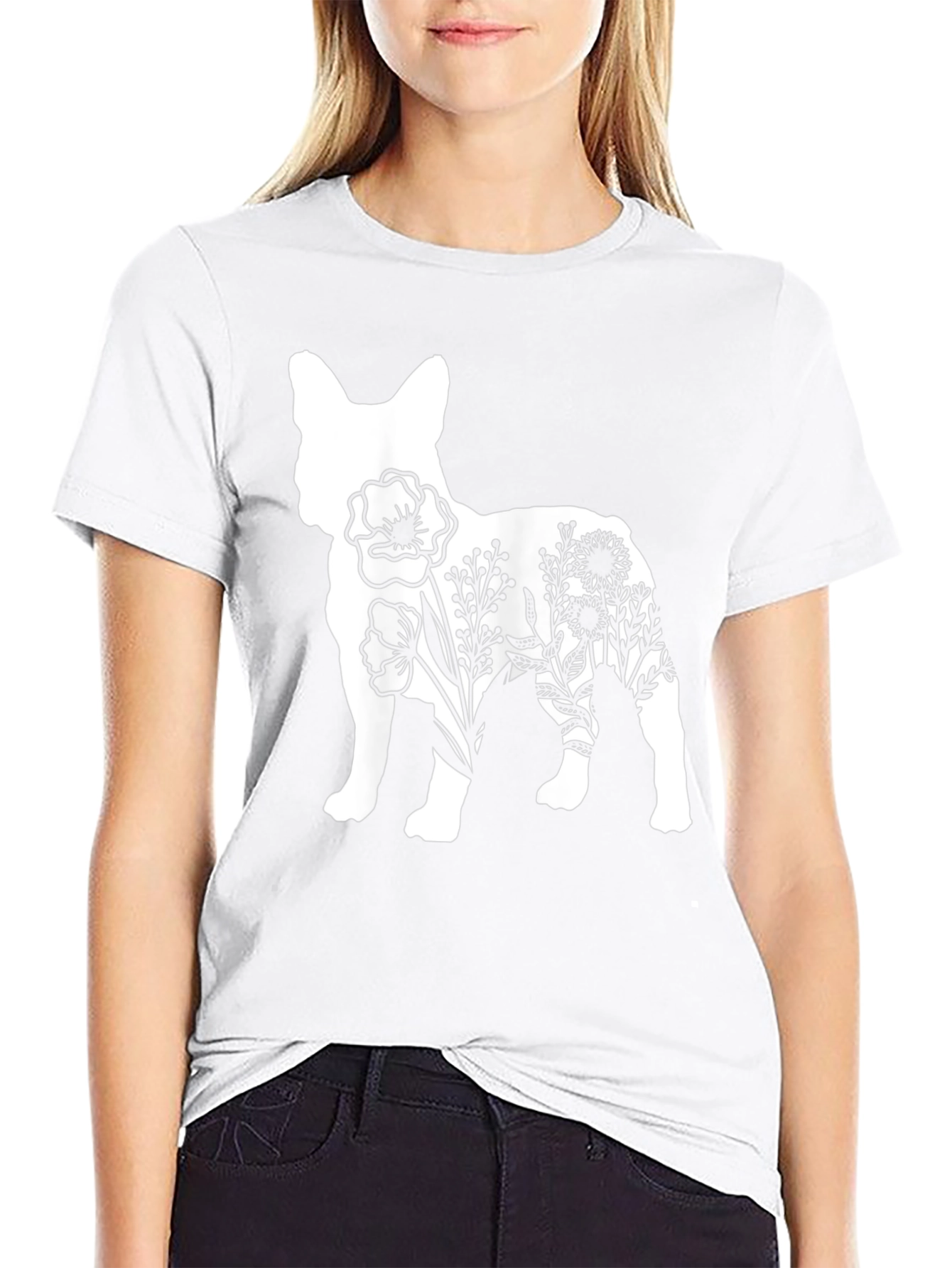 Floral Dog Graphic Tee - Stylish Casual Wear