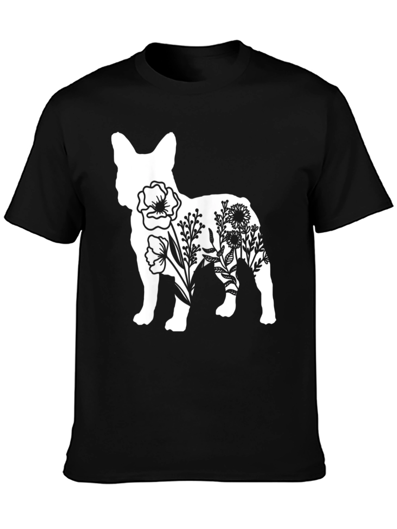 Floral Dog Graphic Tee - Stylish Casual Wear