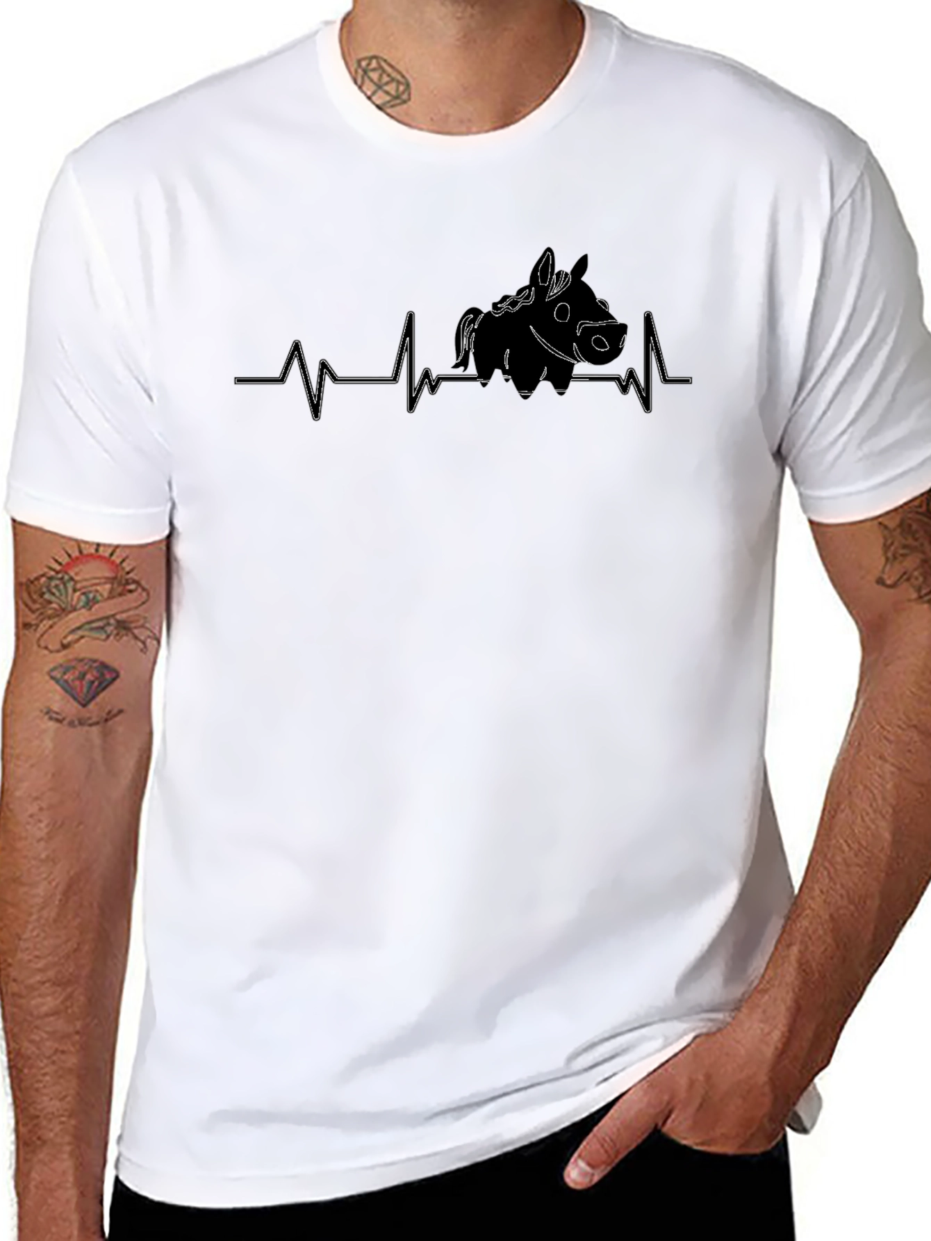 Equine Heartbeat Graphic Tee - Black