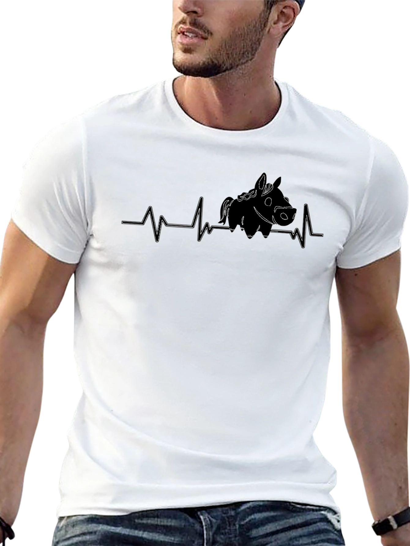 Equine Heartbeat Graphic Tee - Black