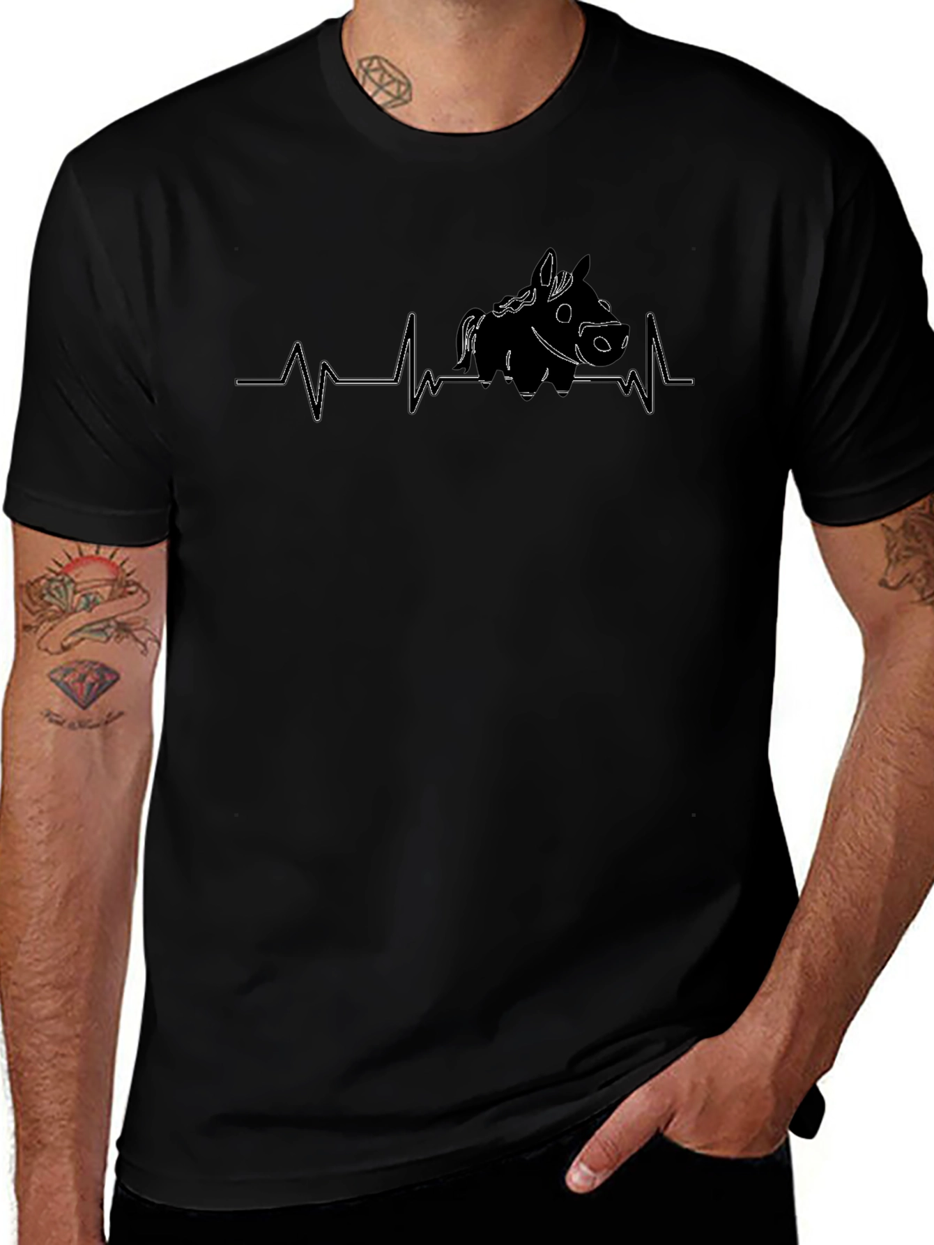 Equine Heartbeat Graphic Tee - Black