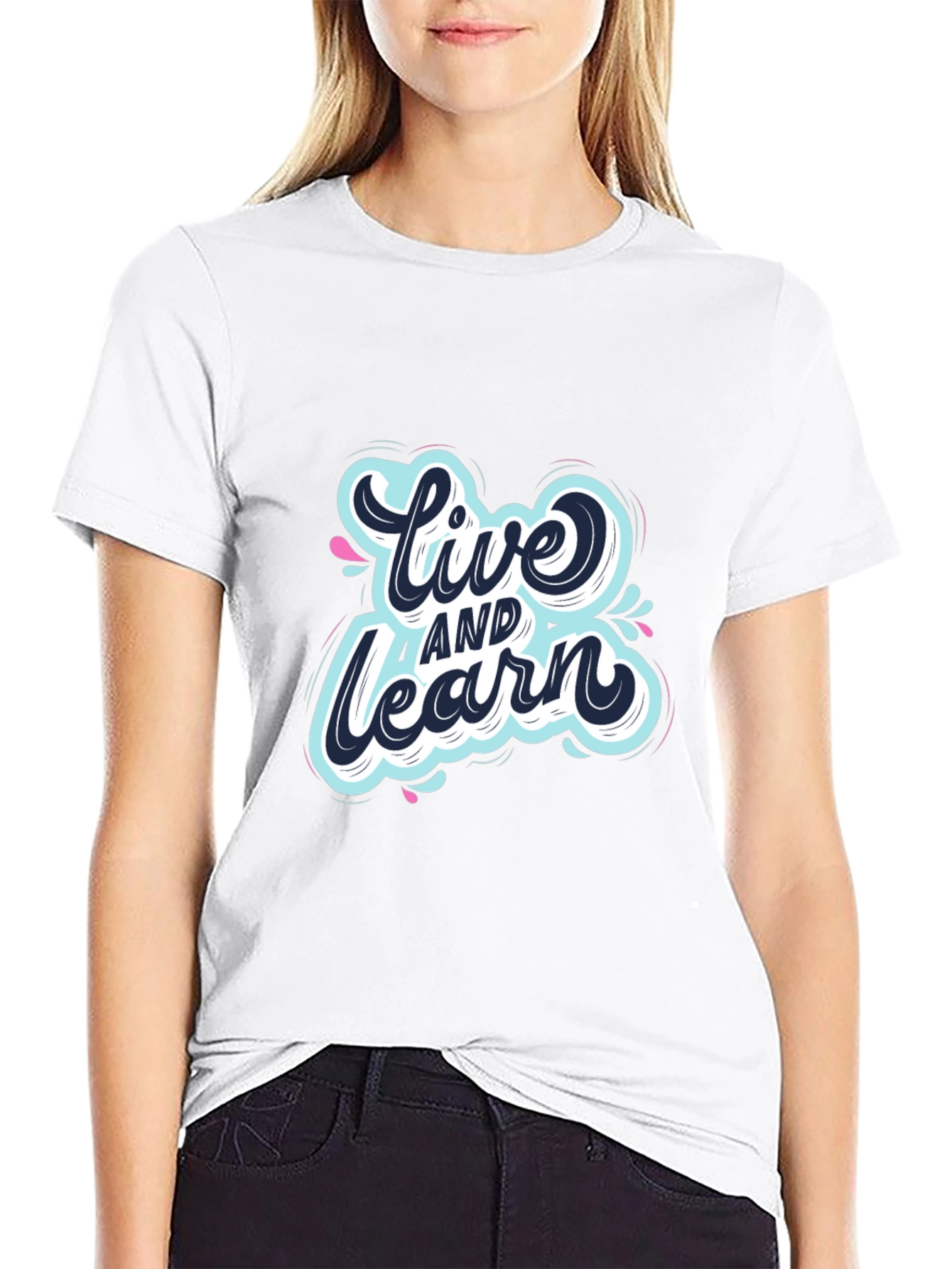 Live and Learn Graphic Print Black T-Shirt