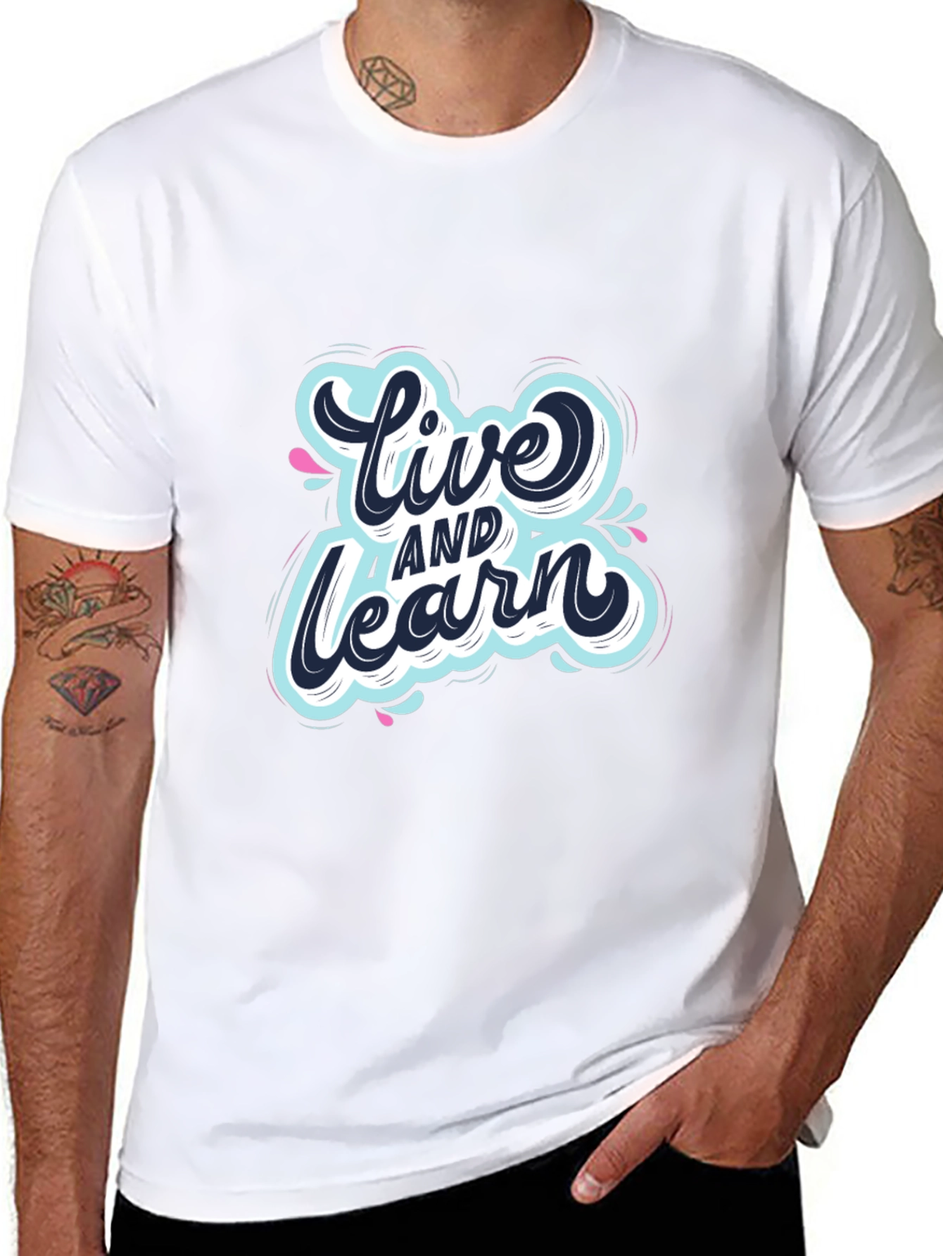 Live and Learn Graphic Print Black T-Shirt