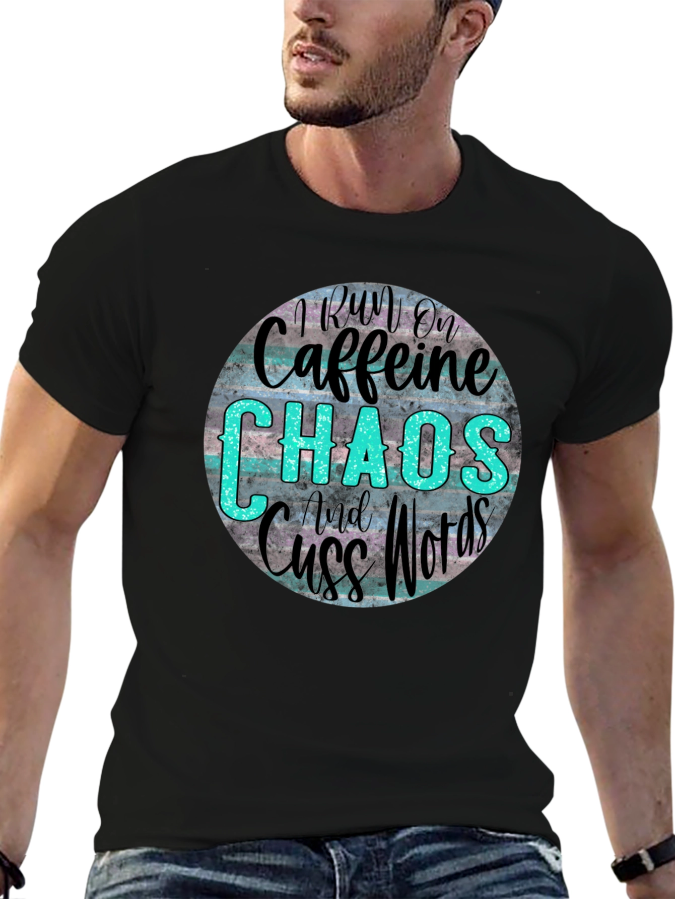 Caffeine Chaos & Cuss Words Graphic Tee